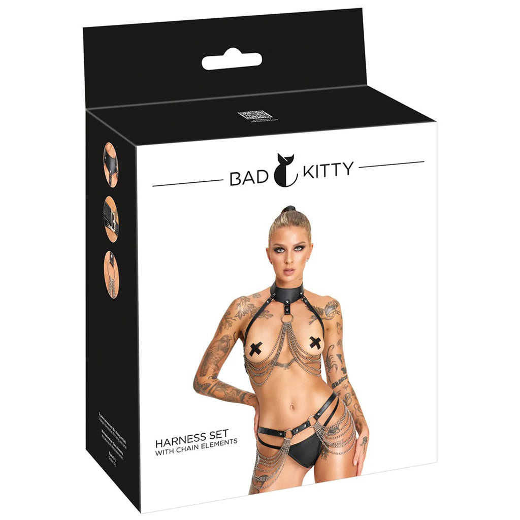 Harness Set de Couro com Correntes | Kit Bondage 3 Peças