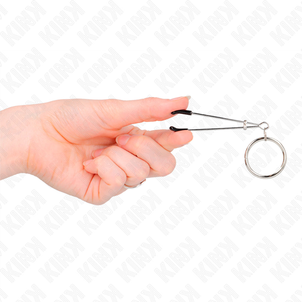 Pinças Para Mamilos Finas Com Anel Prateado 7 cm