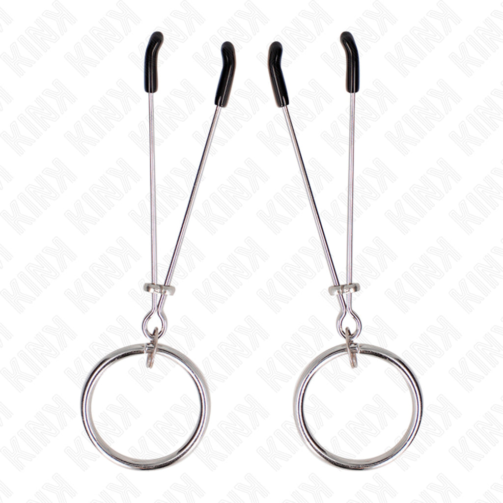 Pinças Para Mamilos Finas Com Anel Prateado 7 cm