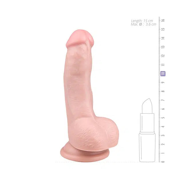 Dildo Realístico com Escroto Ventosa - 15 cm