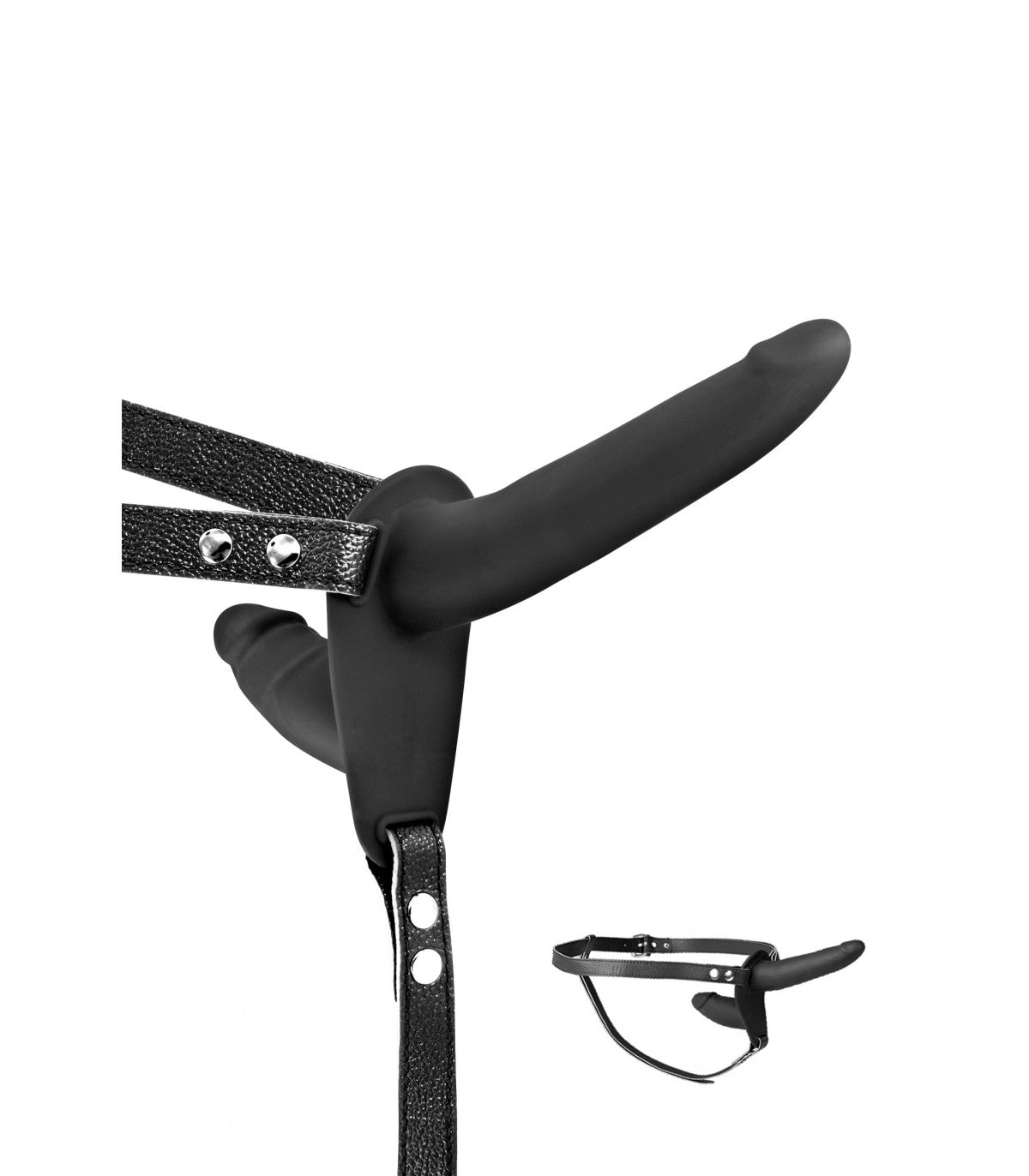 Arnés Strap-on Duplo Negro Silicone 15
