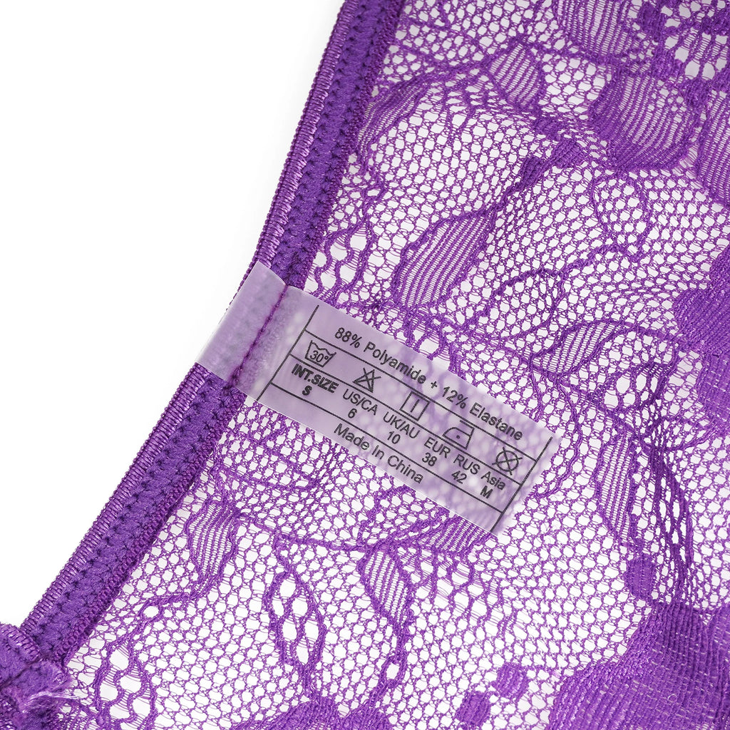 Body em Renda Roxo Aberto na Virilha - L