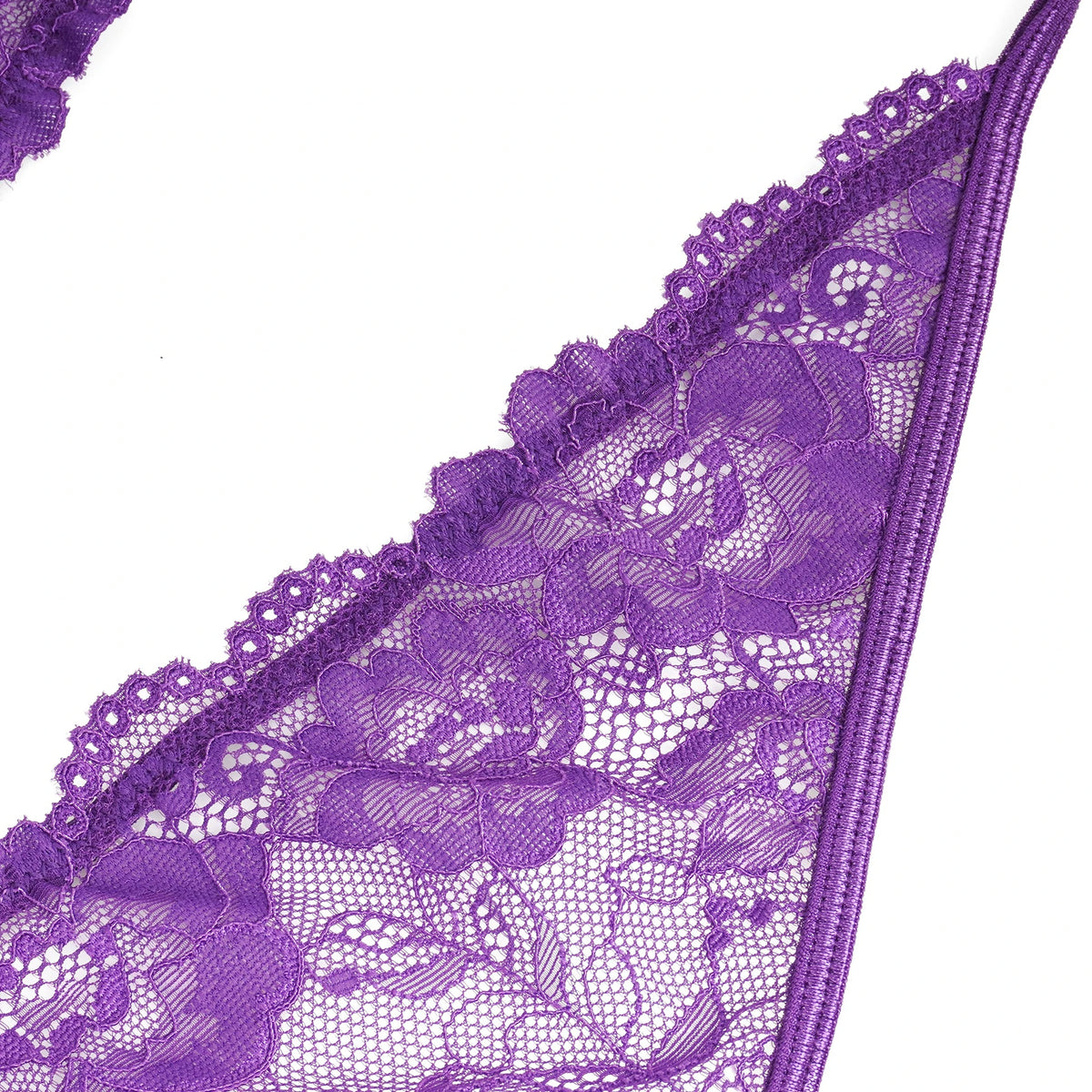 Body em Renda Roxo Aberto na Virilha - L