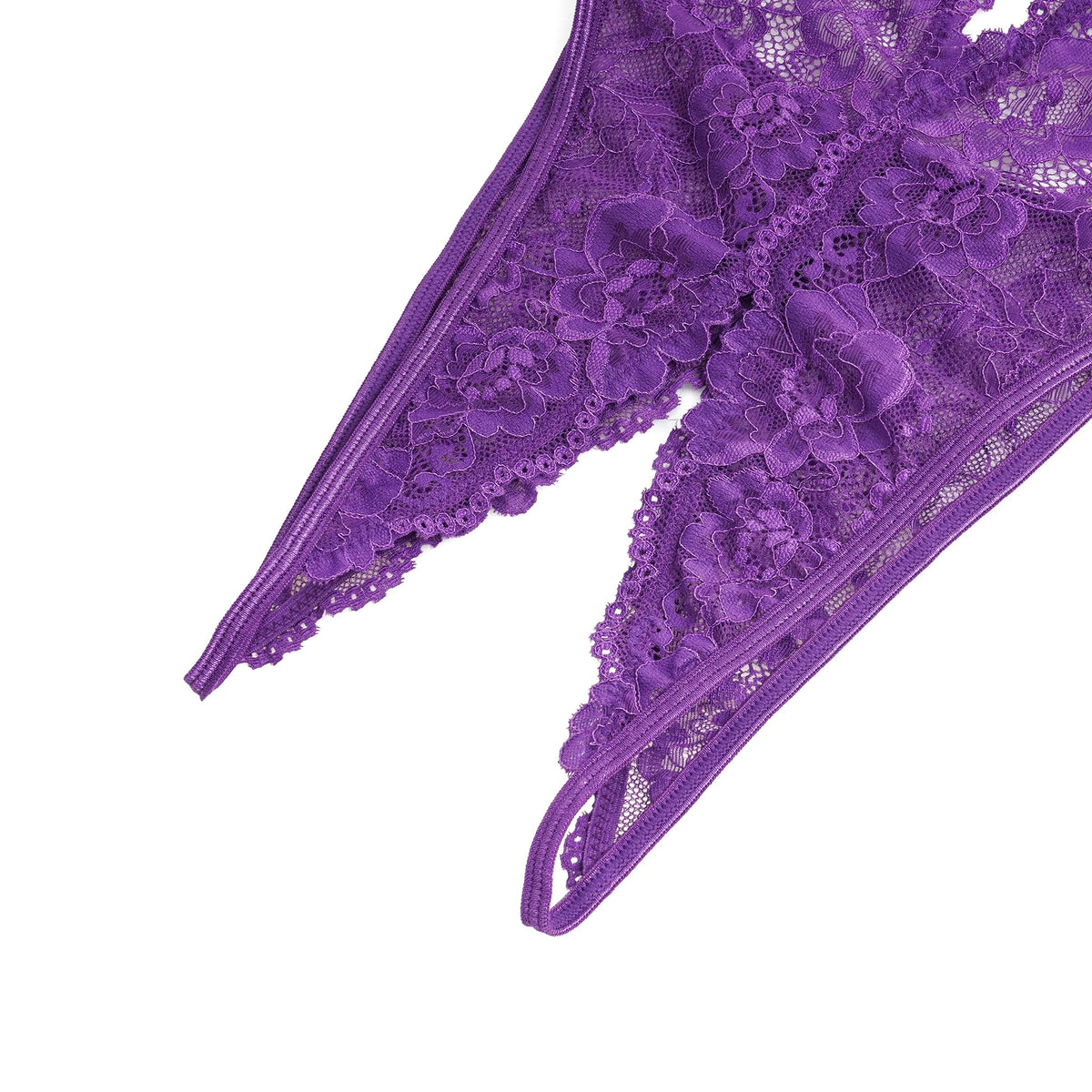 Body em Renda Roxo Aberto na Virilha - L