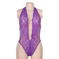 Body em Renda Roxo Aberto na Virilha - L