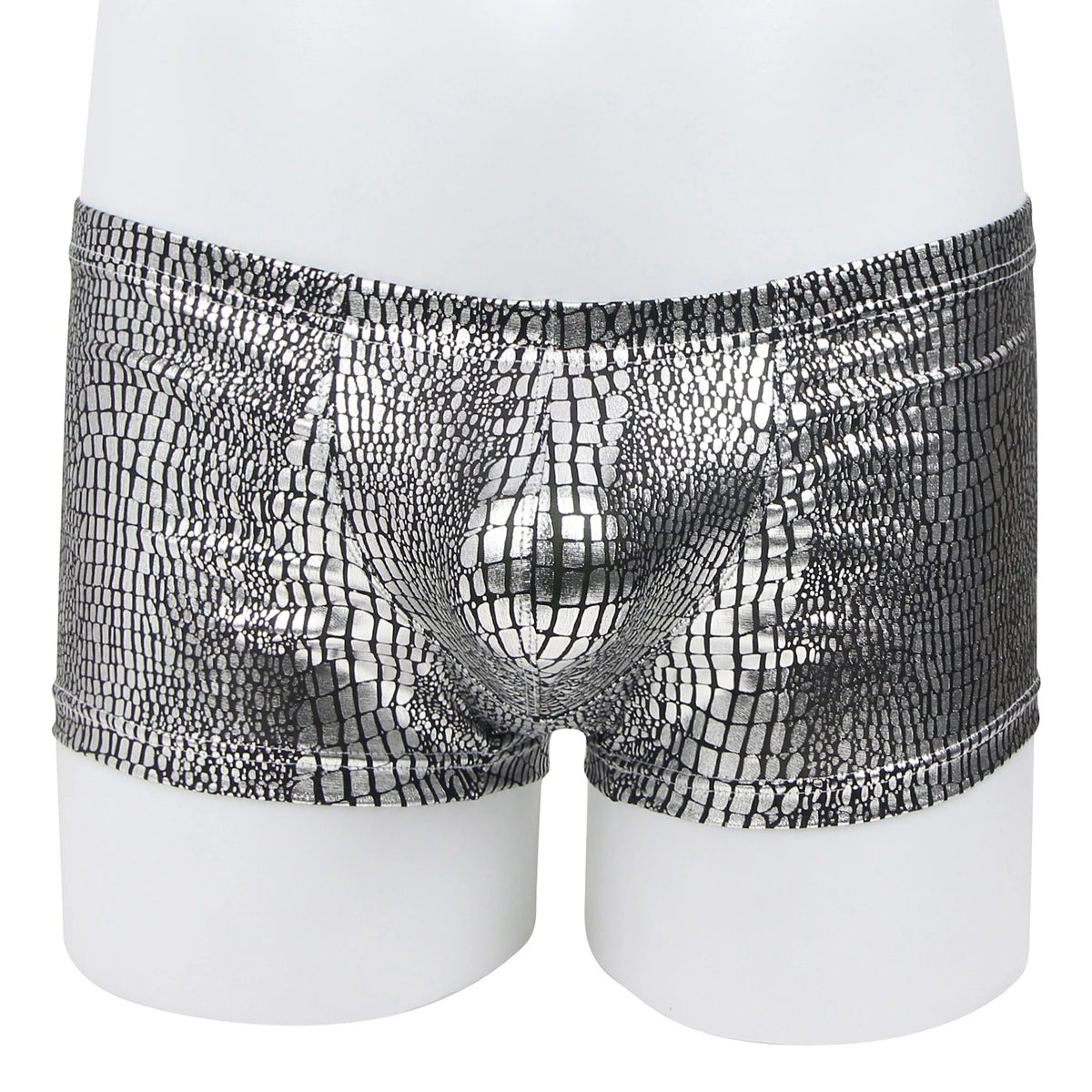 Boxer Masculino Prateado Efeito Pele de Cobra - XL