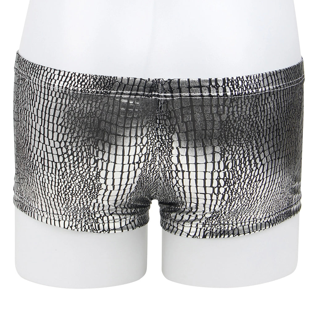 Boxer Masculino Prateado Efeito Pele de Cobra - XL