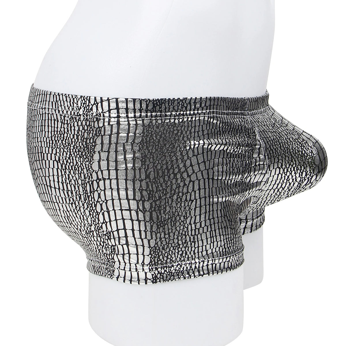 Boxer Masculino Prateado Efeito Pele de Cobra - XL