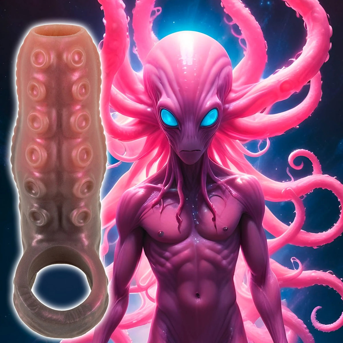 Capa Peniana Aberta com Anel Escrotal Tentacle Sleeve