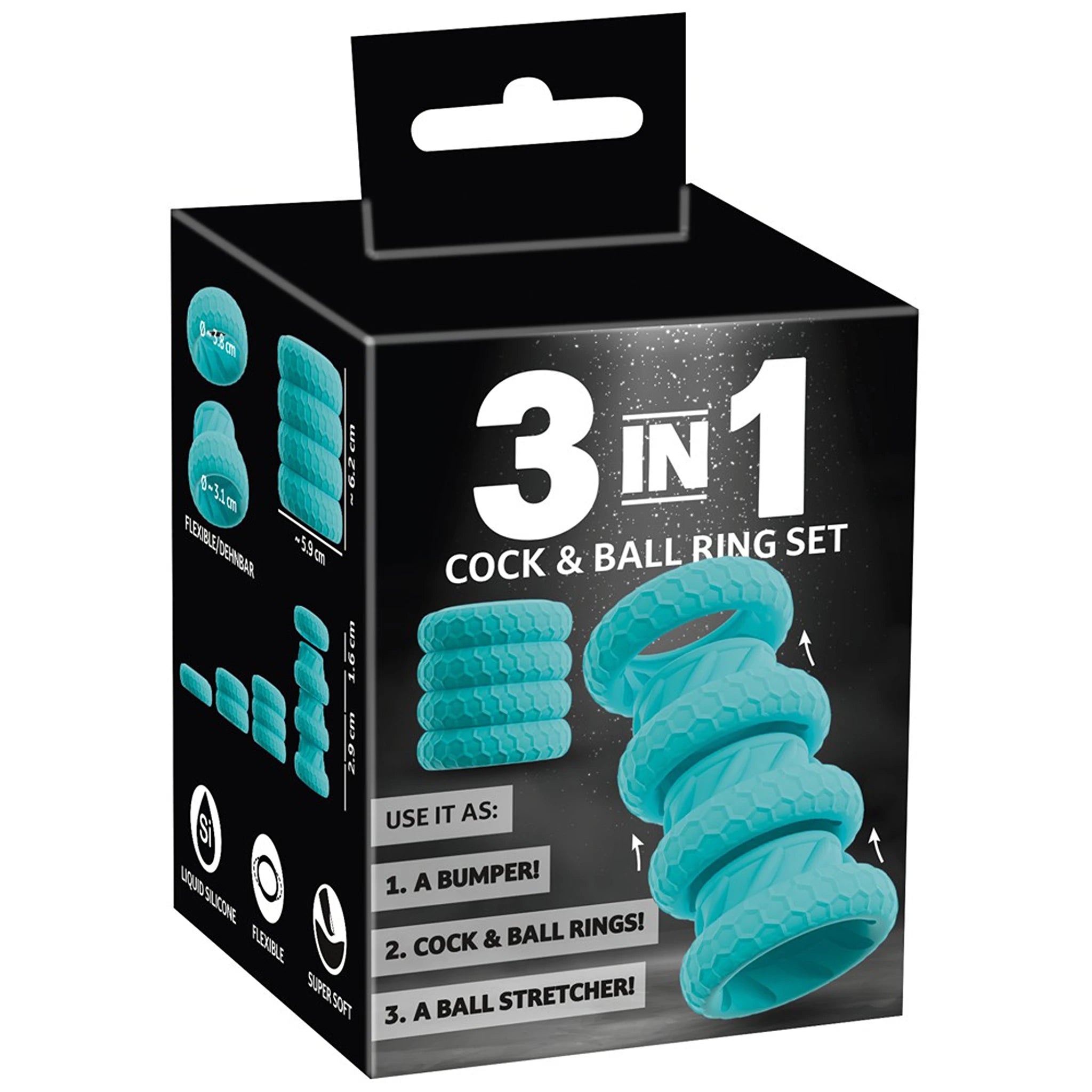 Conjunto de Anéis Penianos Multifunções 3 em 1