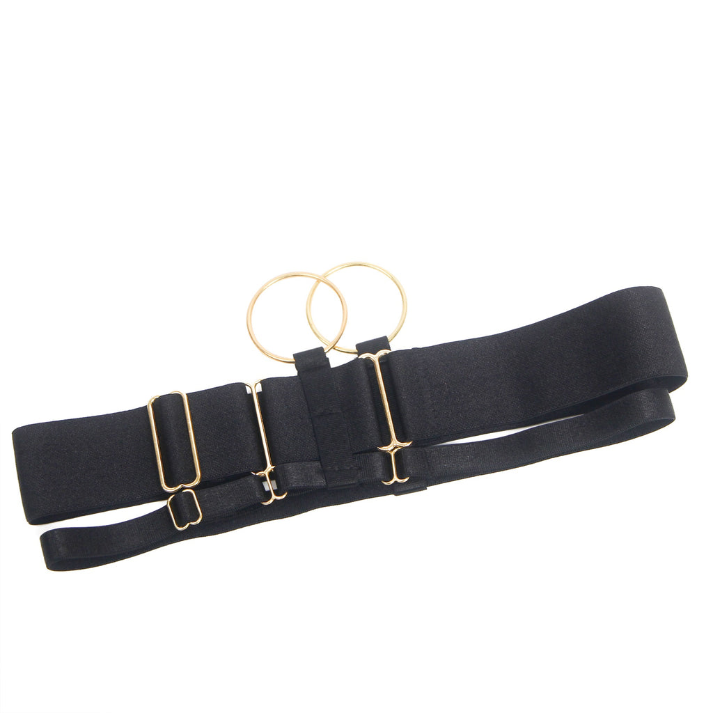 Conjunto de Lingerie Preto em Renda com Ligas - Tamanho L