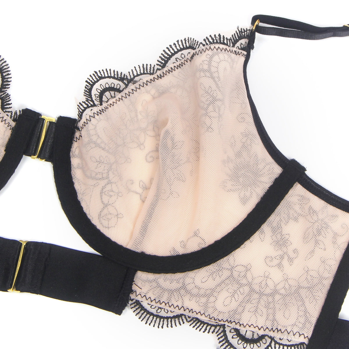 Conjunto de Lingerie Preto em Renda com Ligas - Tamanho L