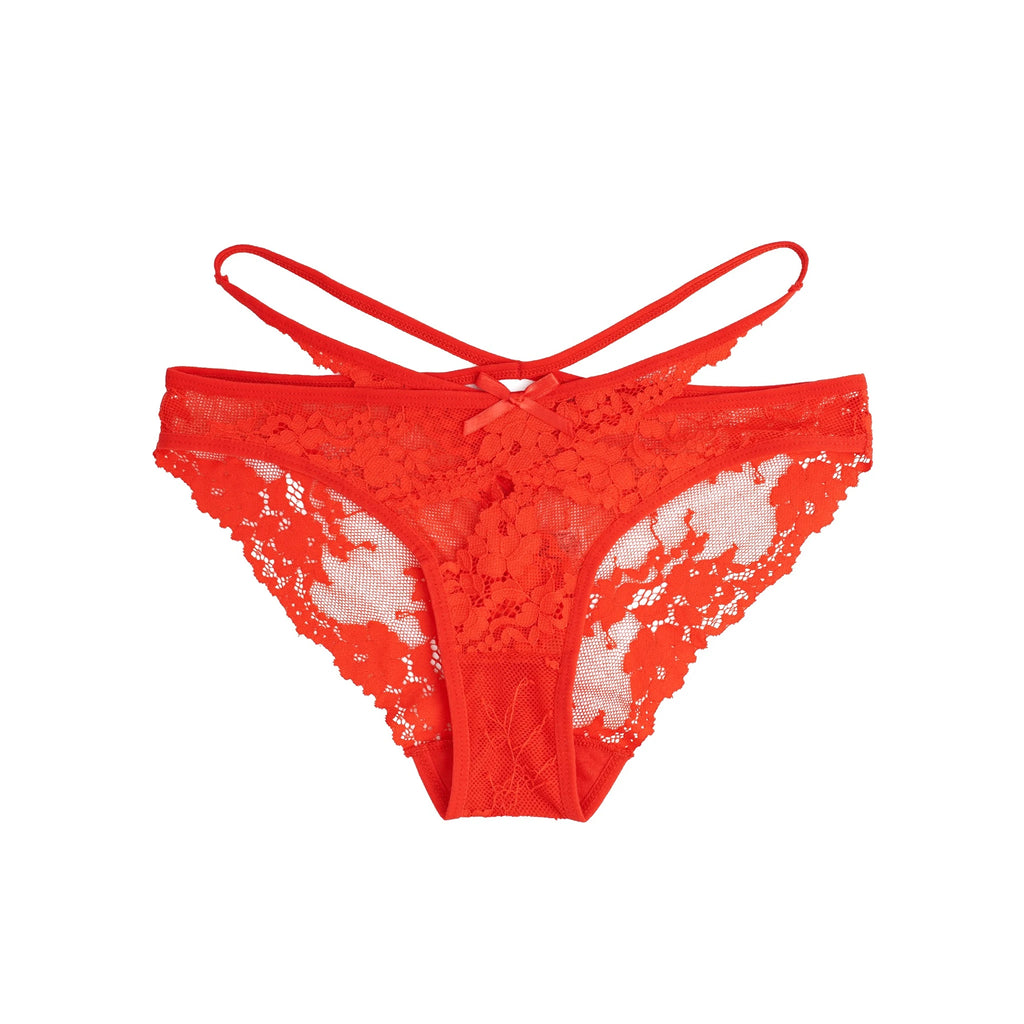 Cueca Vermelha em Renda com Tiras Cruzadas - 2XL