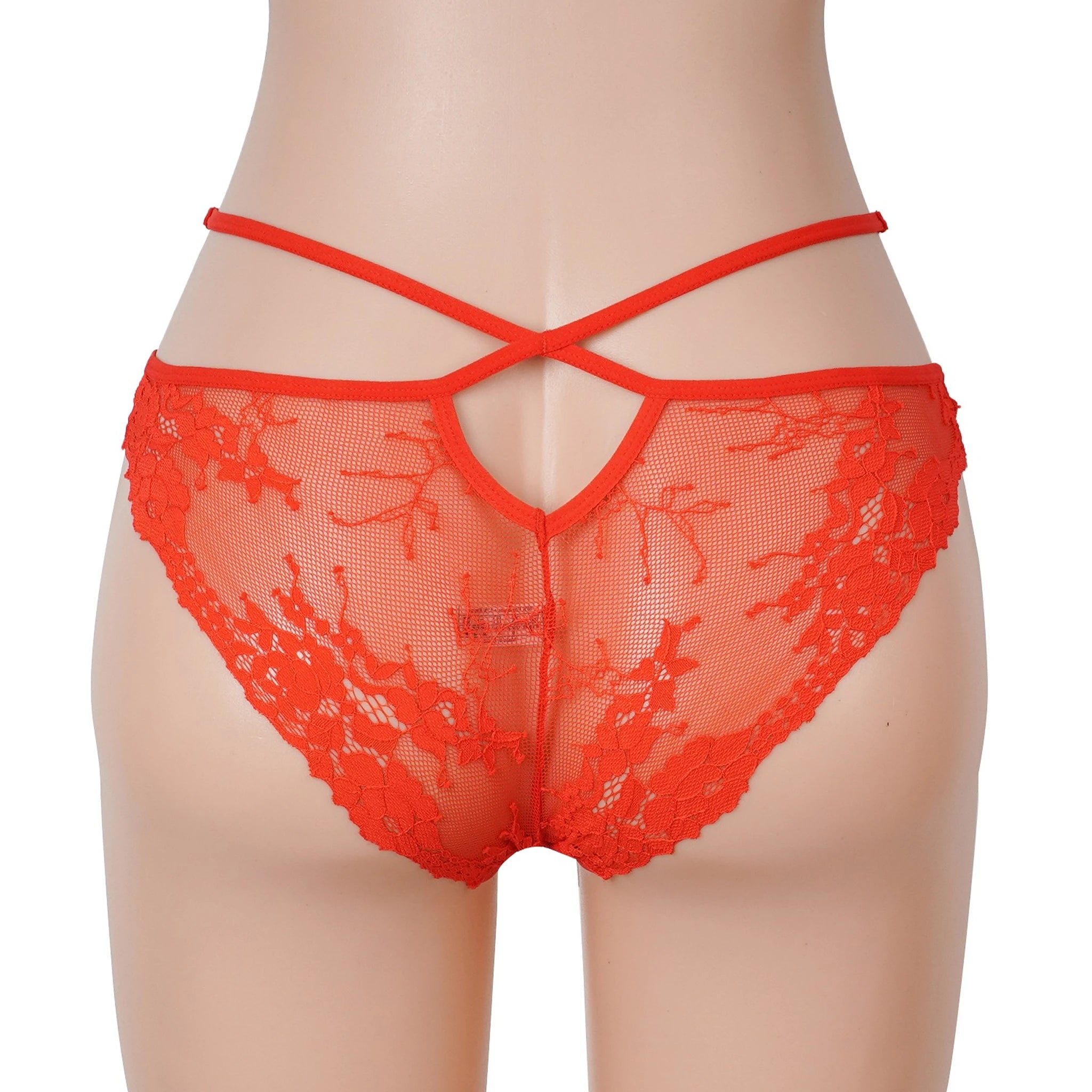Cueca Vermelha em Renda com Tiras Cruzadas - 2XL