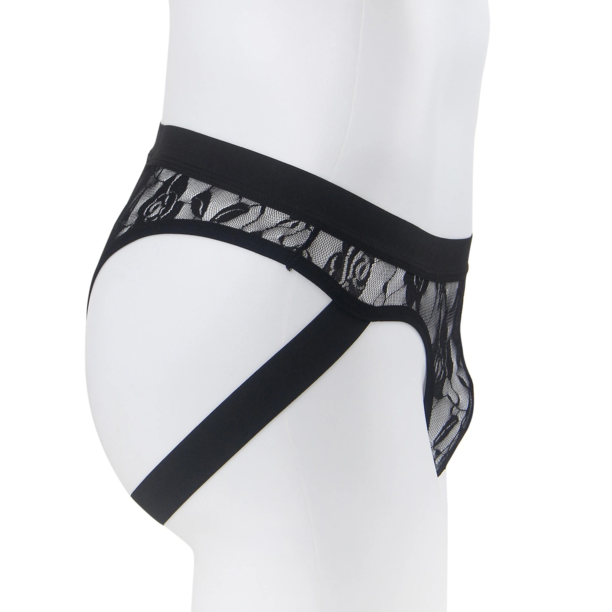 Jockstrap Masculino em Renda Preta Transparente