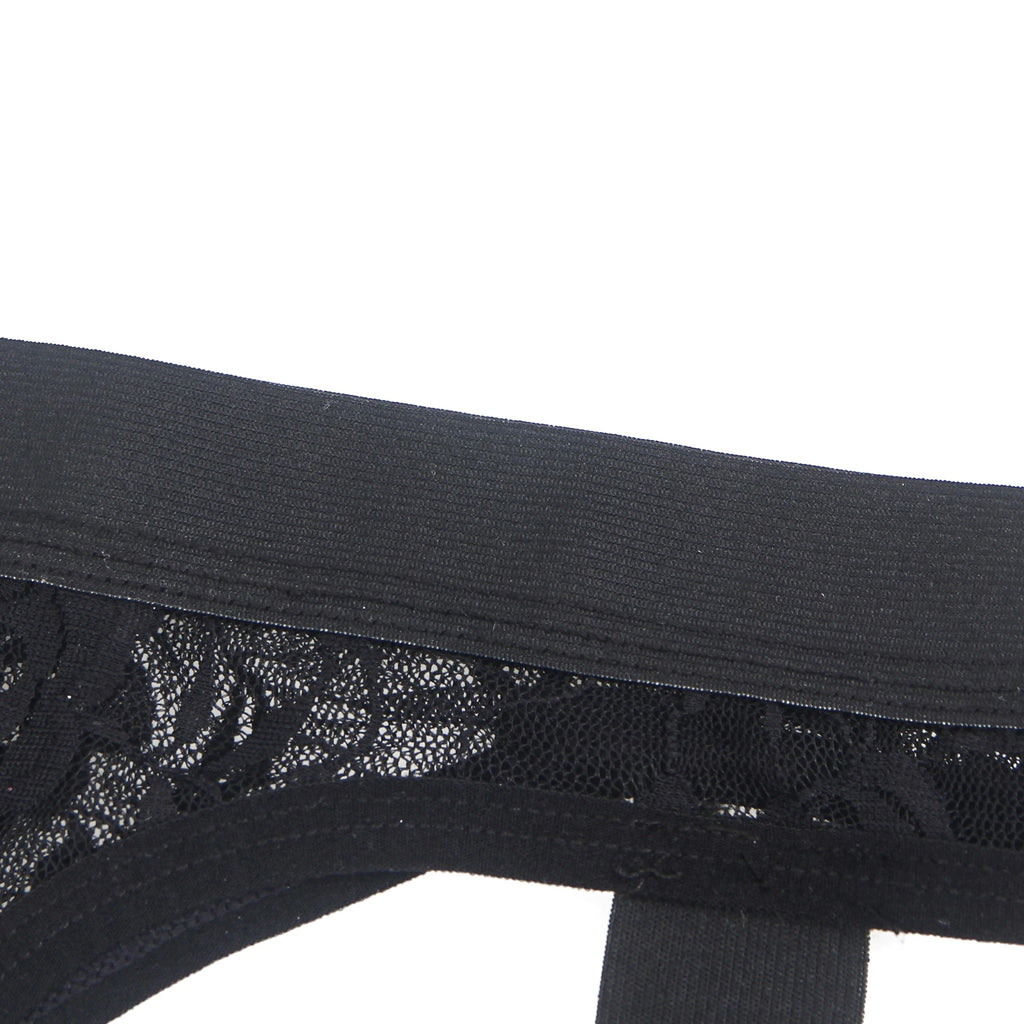 Jockstrap Masculino em Renda Preta Transparente