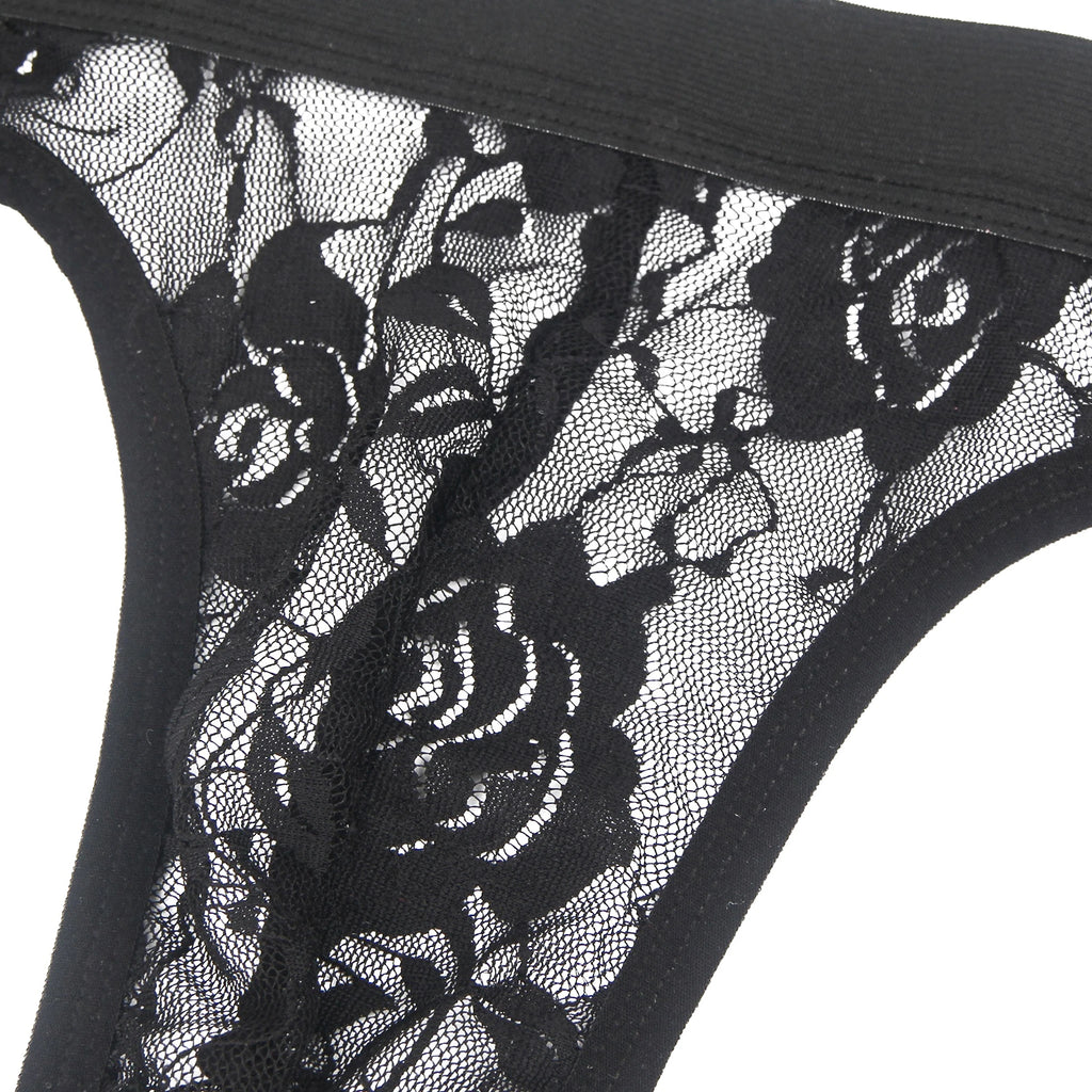 Jockstrap Masculino em Renda Preta Transparente
