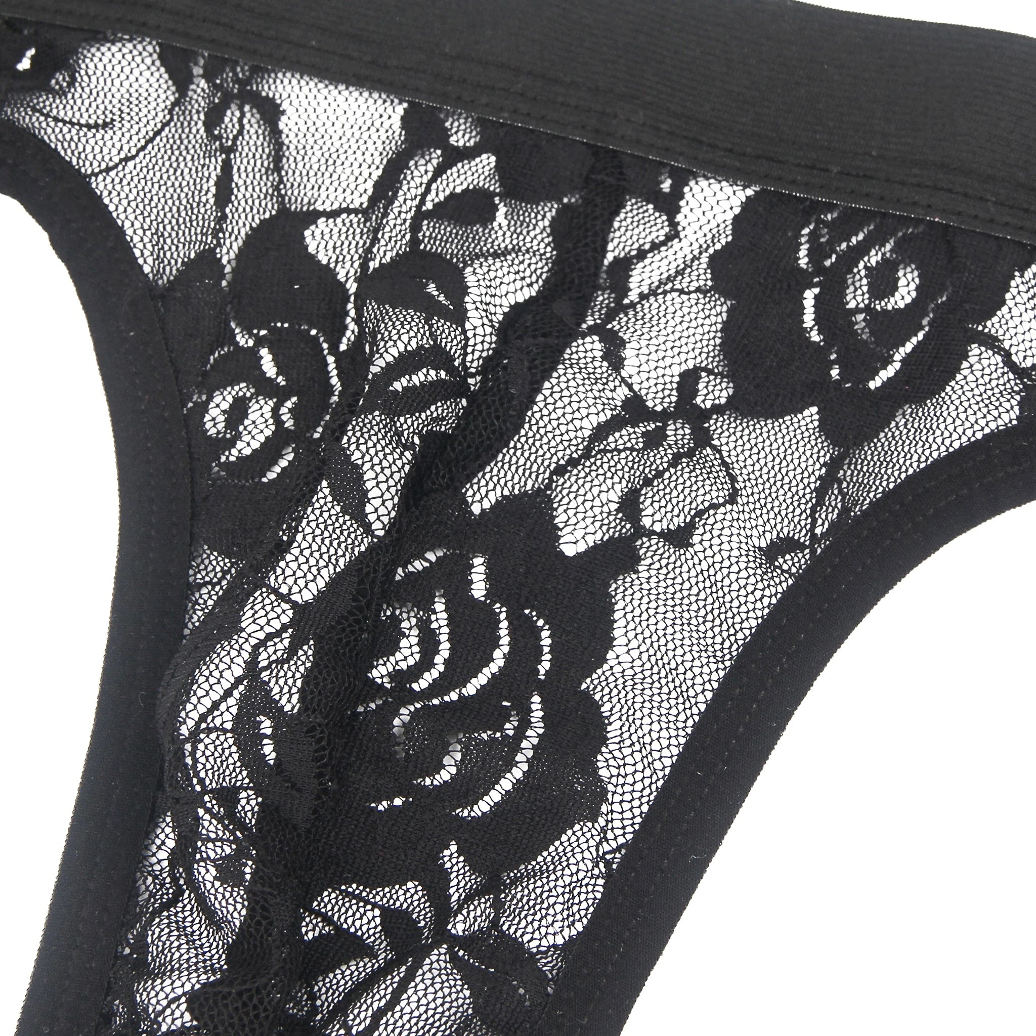 Jockstrap Masculino em Renda Preta Transparente