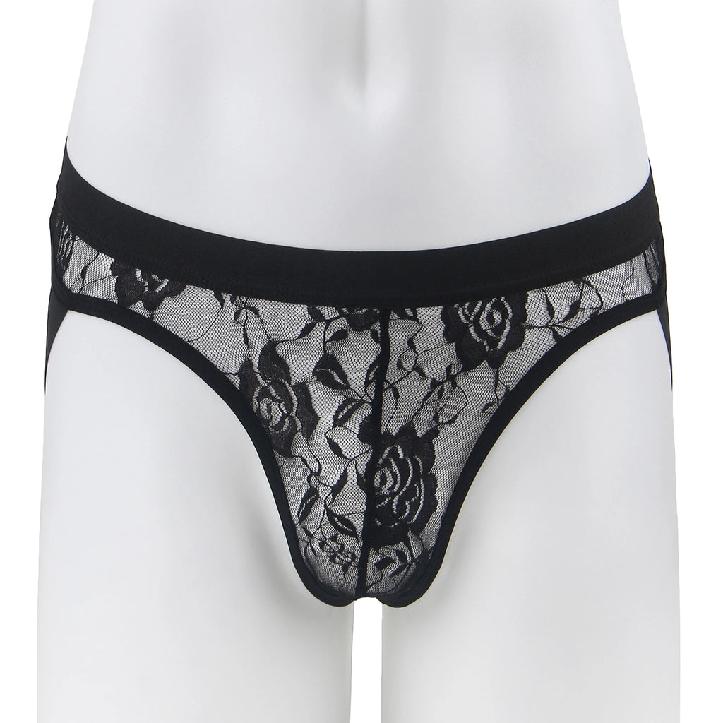 Jockstrap Masculino em Renda Preta Transparente