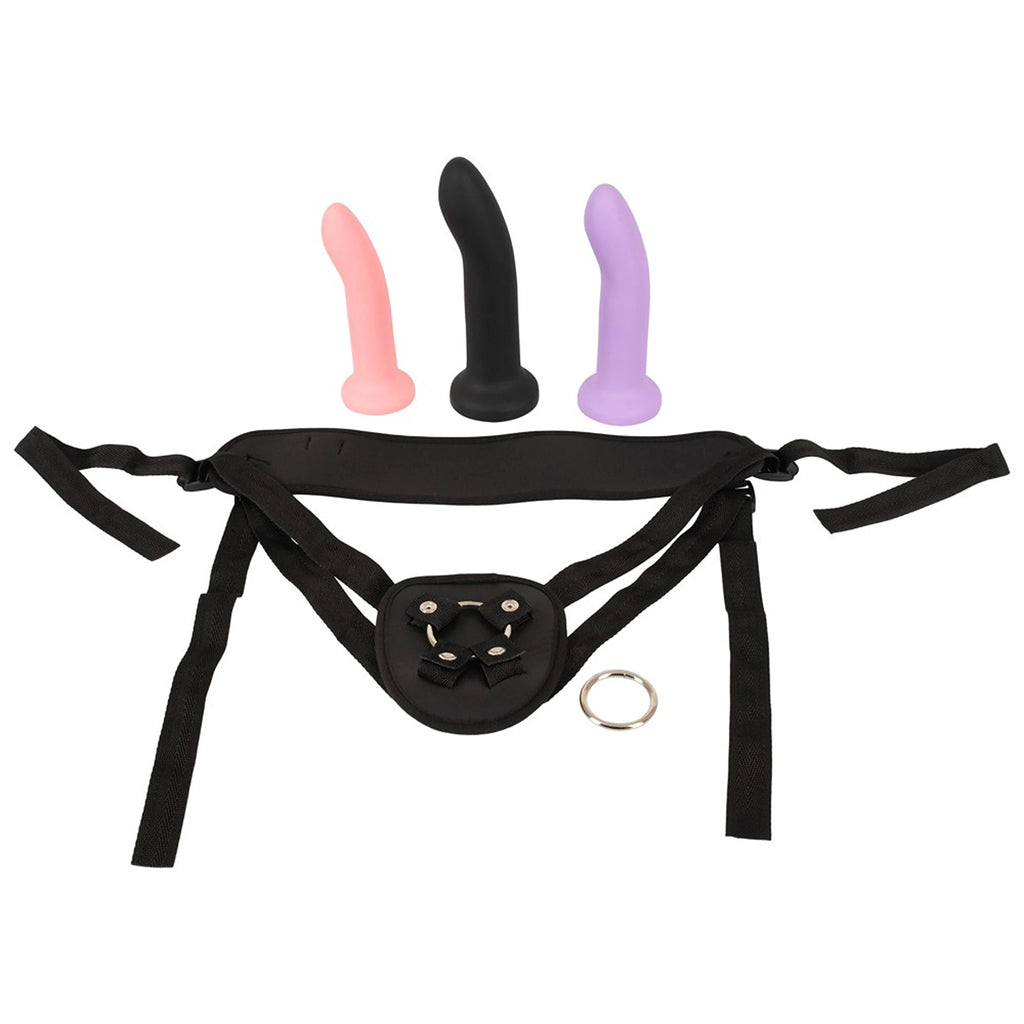 Kit Strap-On Arnês Ajustável com 3 Dildos de Ventosa