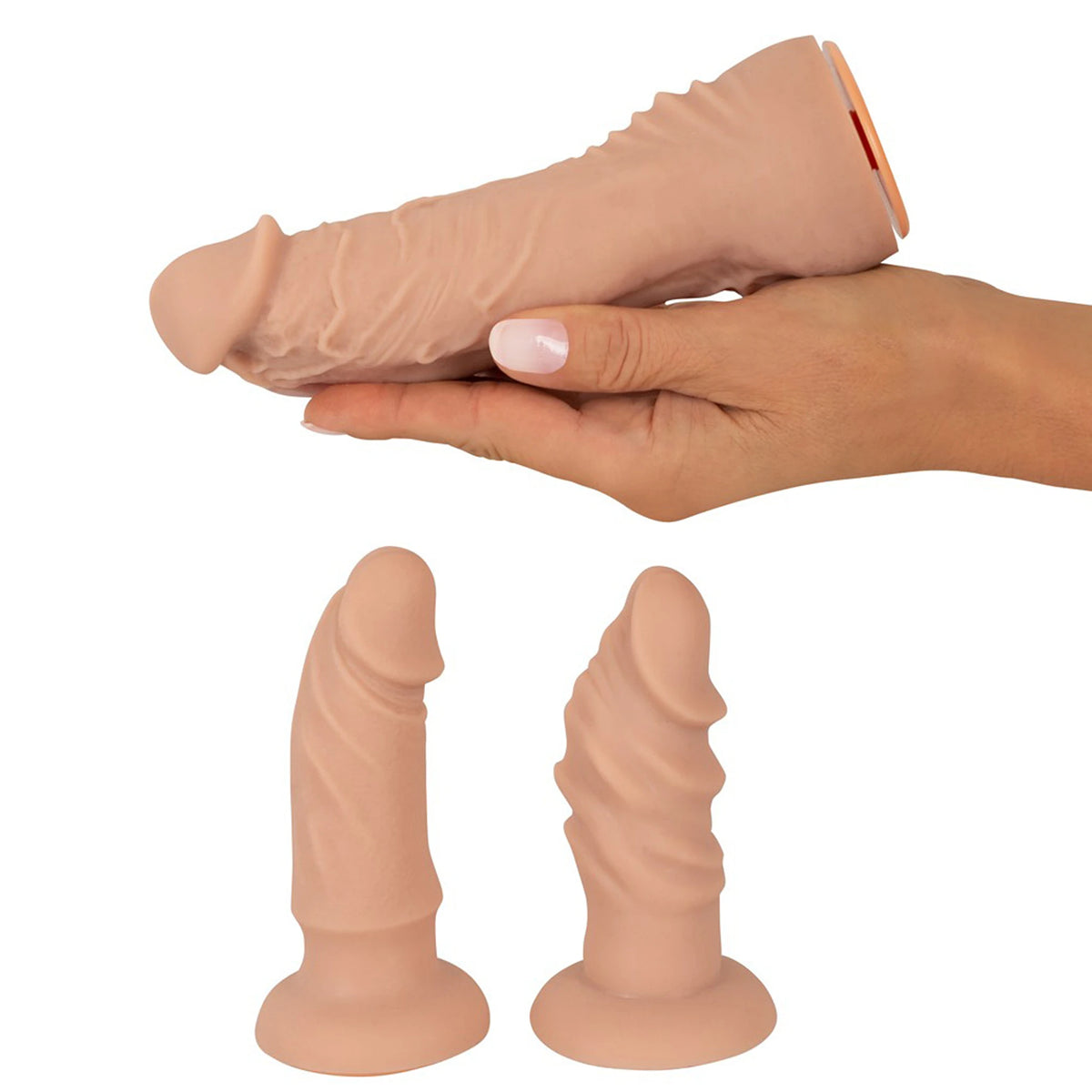 Kit Strap-On Arnês Ajustável Bege com Vibrador e 2 Dildos