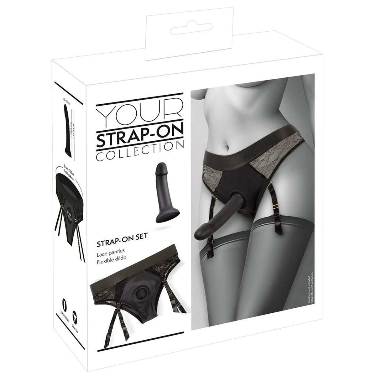 Kit Strap-On Cueca de Ligas Preta com Dildo