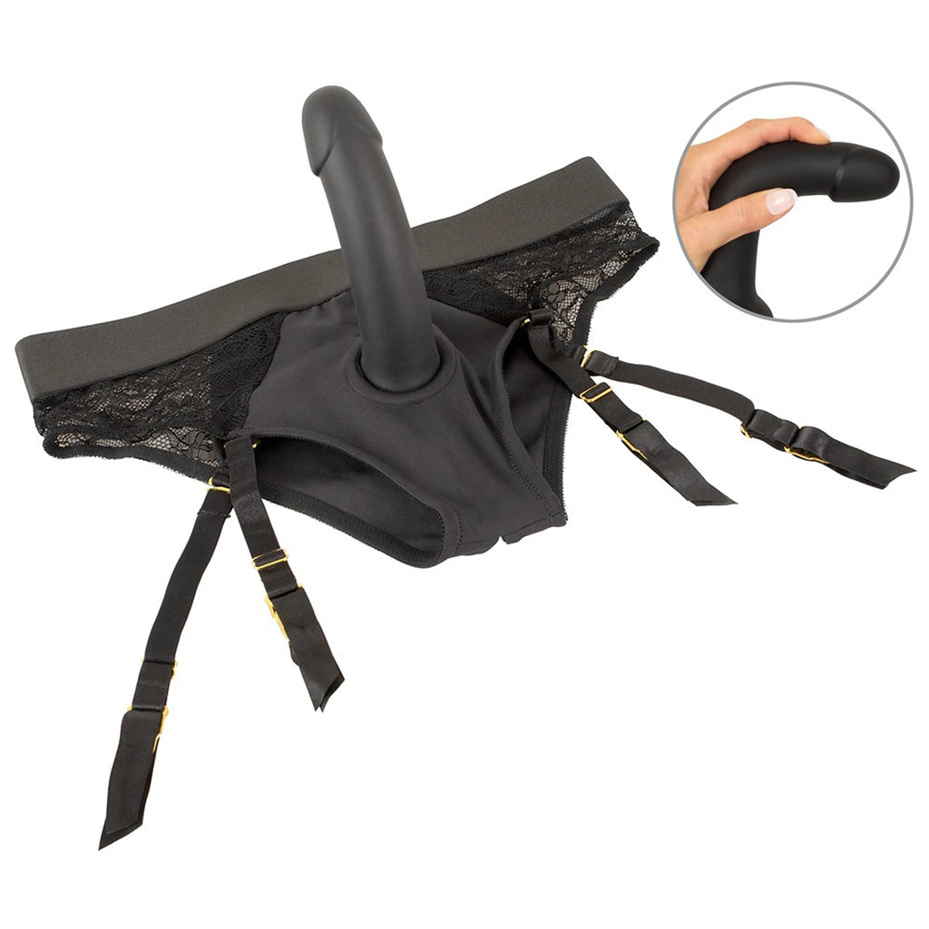 Kit Strap-On Cueca de Ligas Preta com Dildo