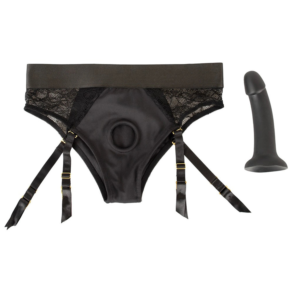 Kit Strap-On Cueca de Ligas Preta com Dildo