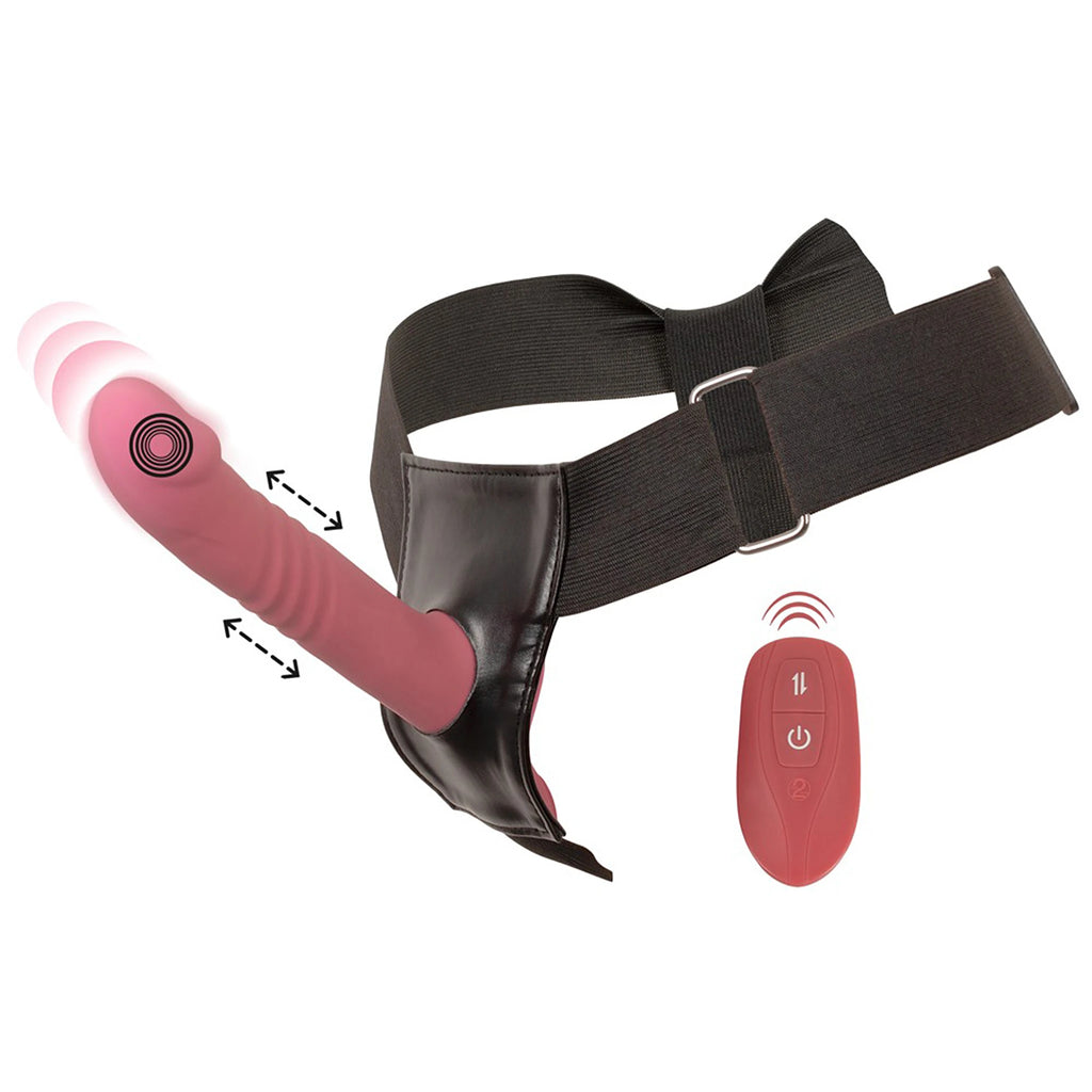 Kit Strap-On Tanga Rosa com Vibrador de Vaivém e Comando