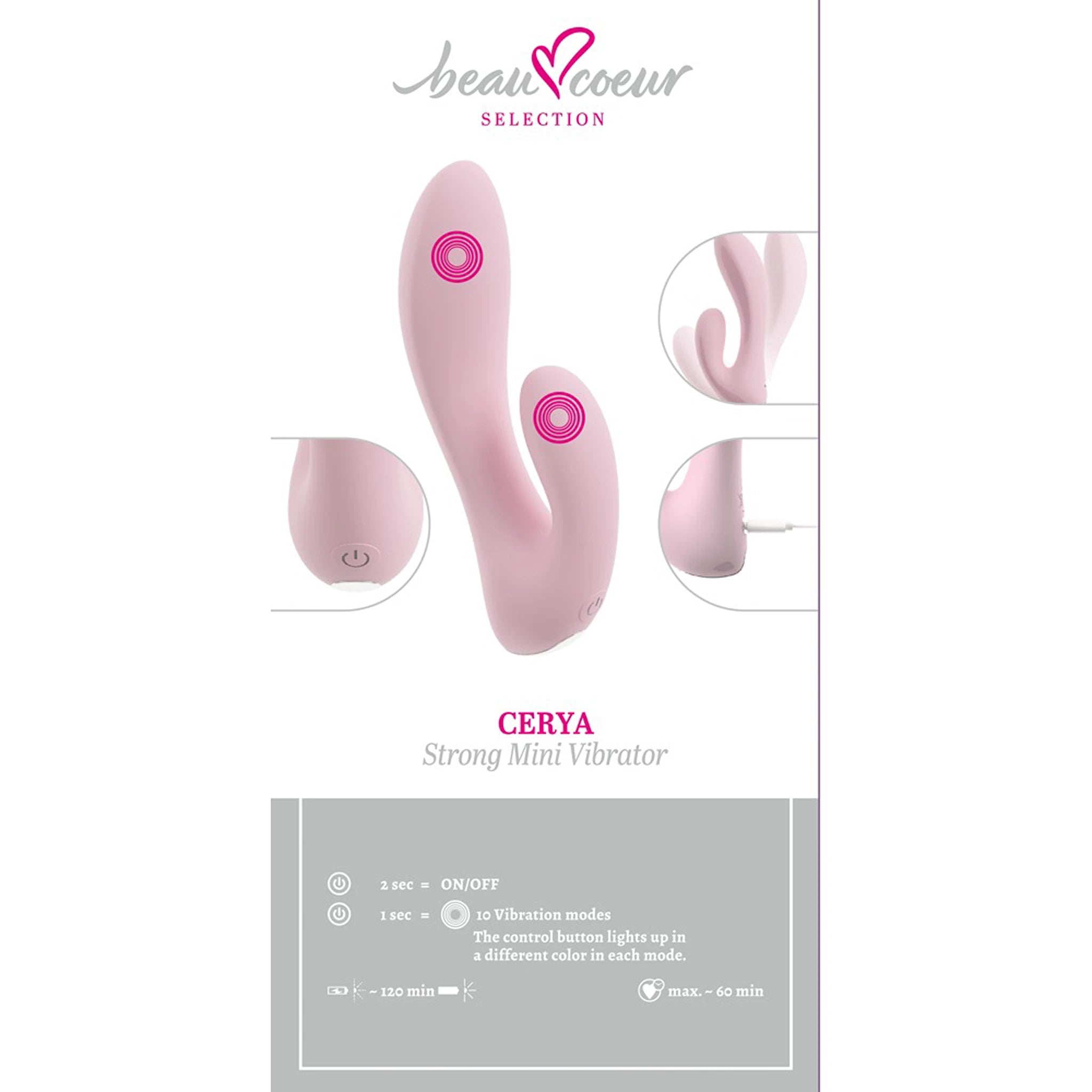 Mini Vibrador Rabbit de Silicone com Dupla Estimulação Rosa (14 cm)