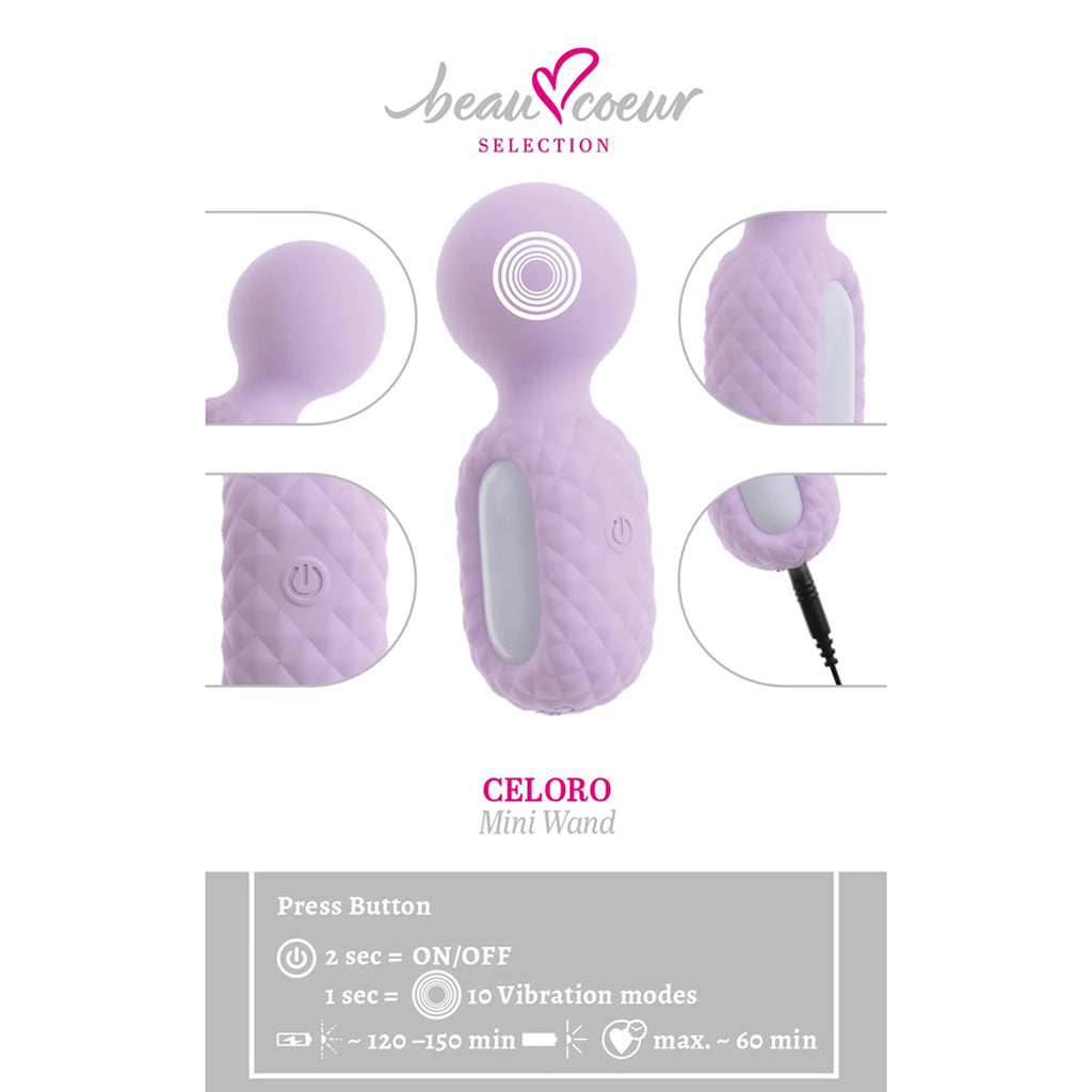 Mini Vibrador Massajador Wand de Silicone Roxo (11,4 cm)