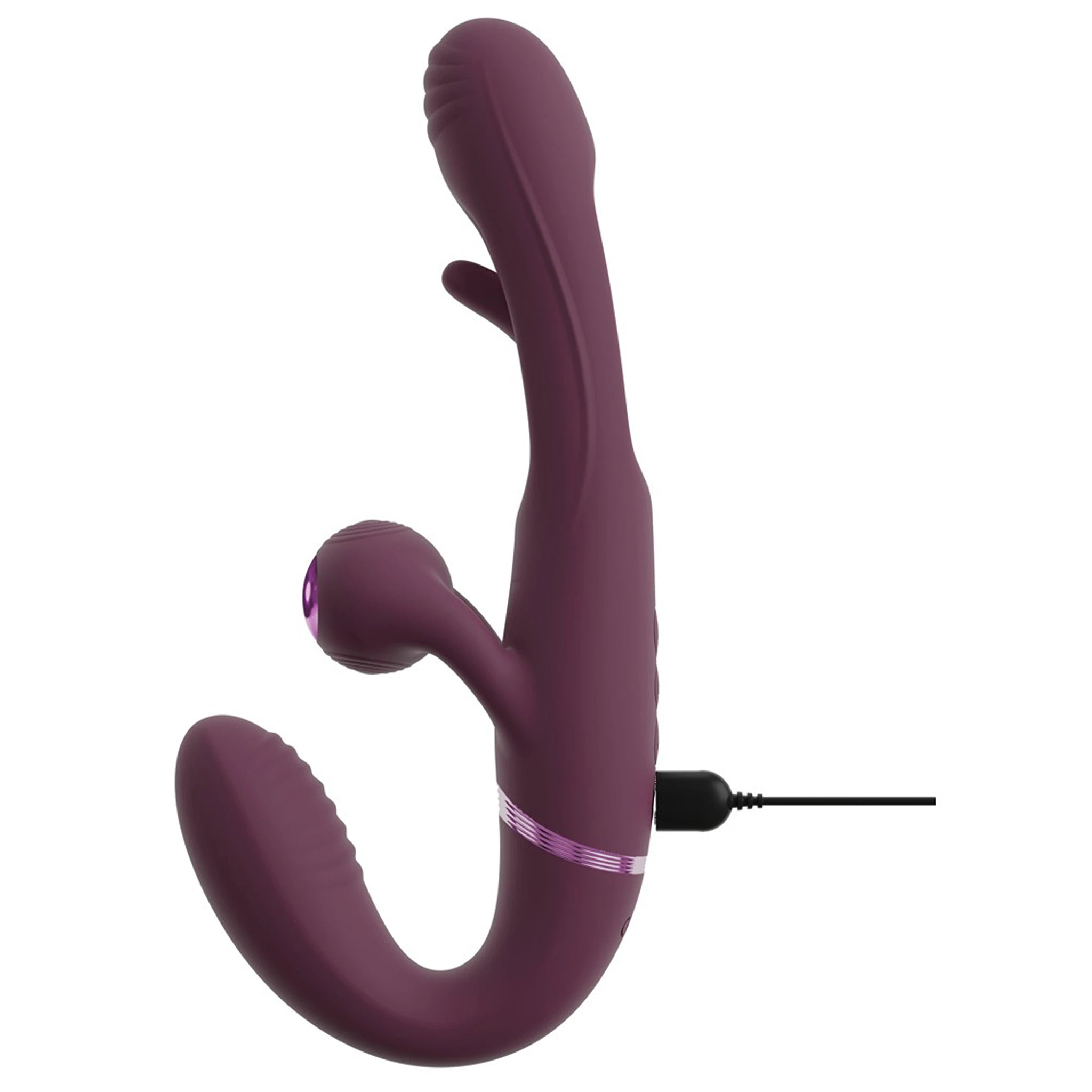 Vibrador Strap-on Sem Alças com Estimulação Dupla e Comando