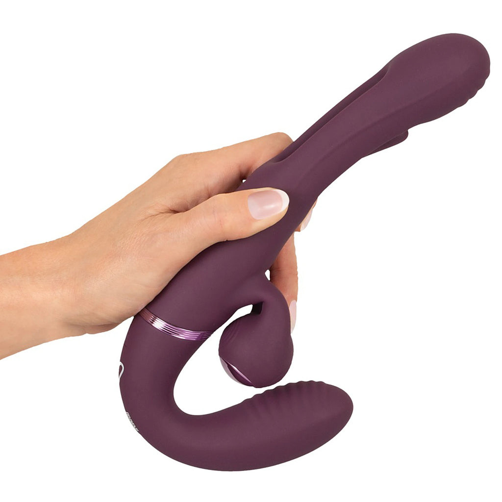 Vibrador Strap-on Sem Alças com Estimulação Dupla e Comando