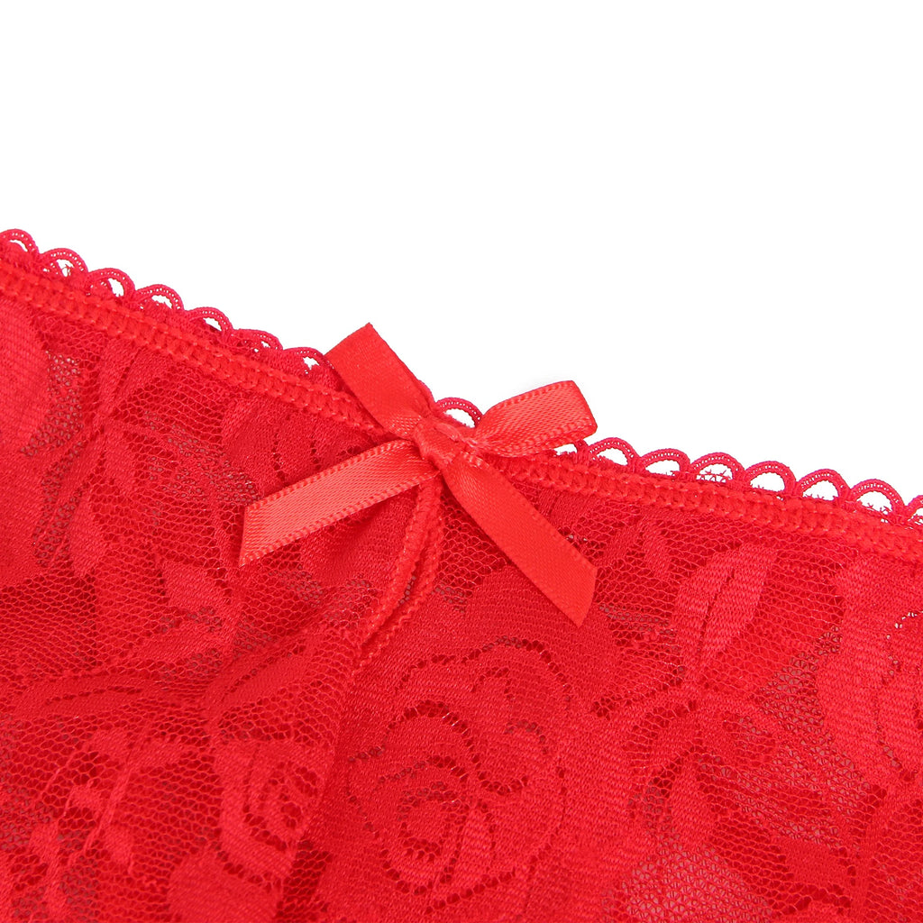 Tanga Aberta Vermelha em Renda com Tiras - M