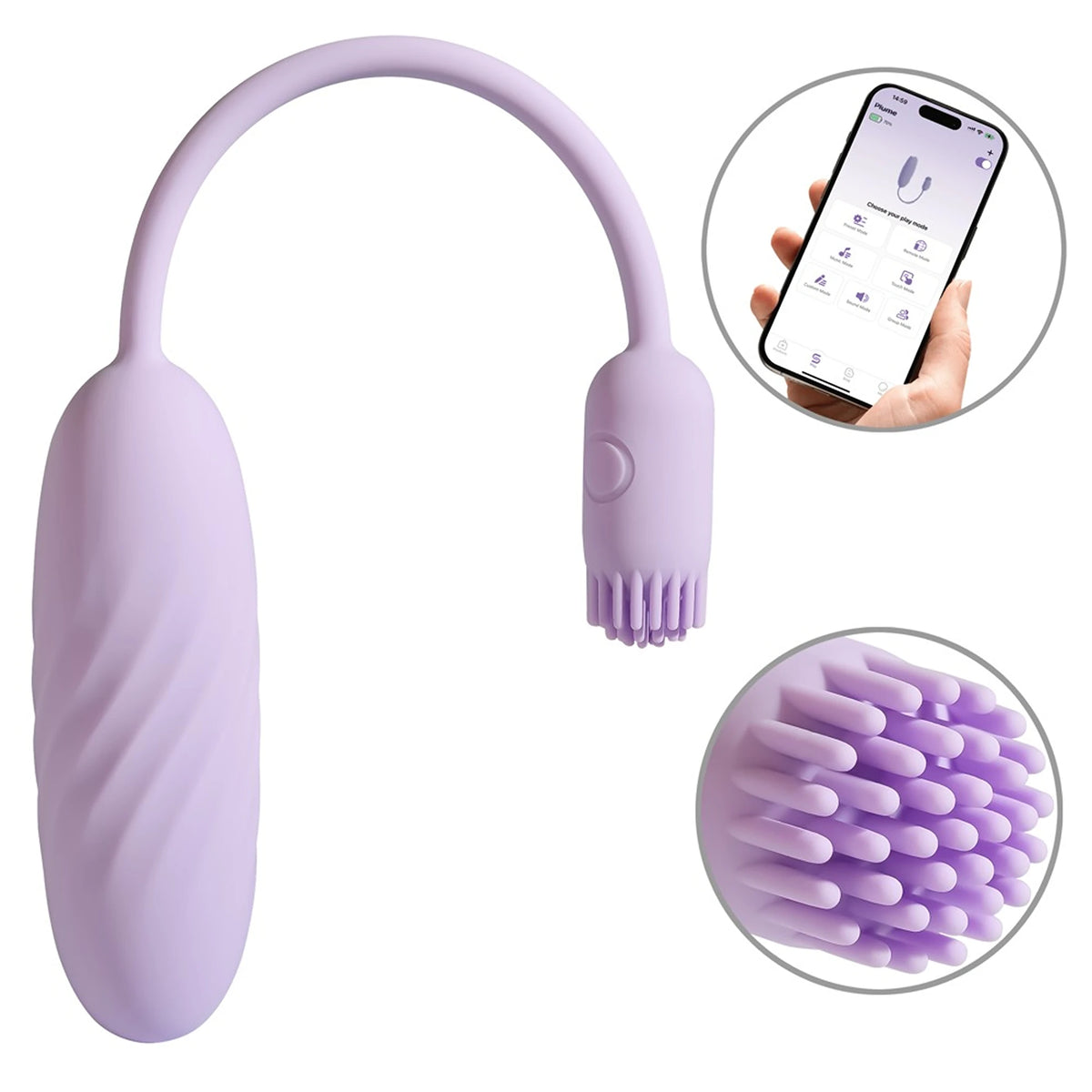 Vibrador Bala com Escova Flexível SVAKOM Plume (Com App)
