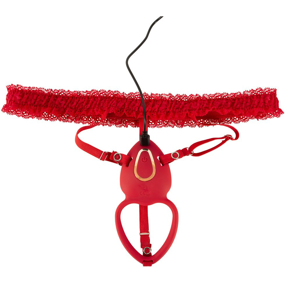 Vibrador Clitoriano Vermelho com Cinto de Renda e Comando à Distância