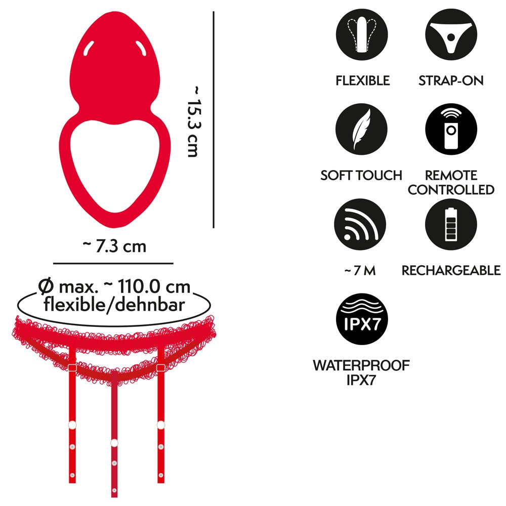 Vibrador Clitoriano Vermelho com Cinto de Renda e Comando à Distância