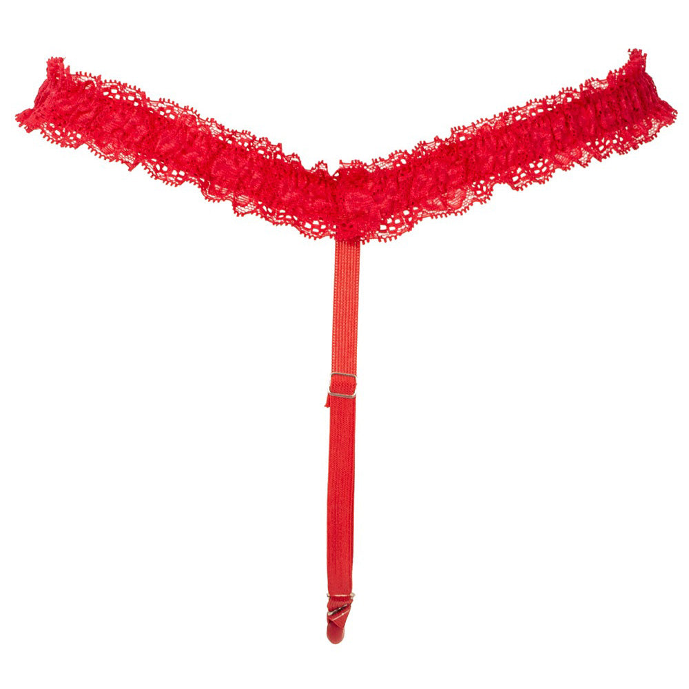 Vibrador Clitoriano Vermelho com Cinto de Renda e Comando à Distância