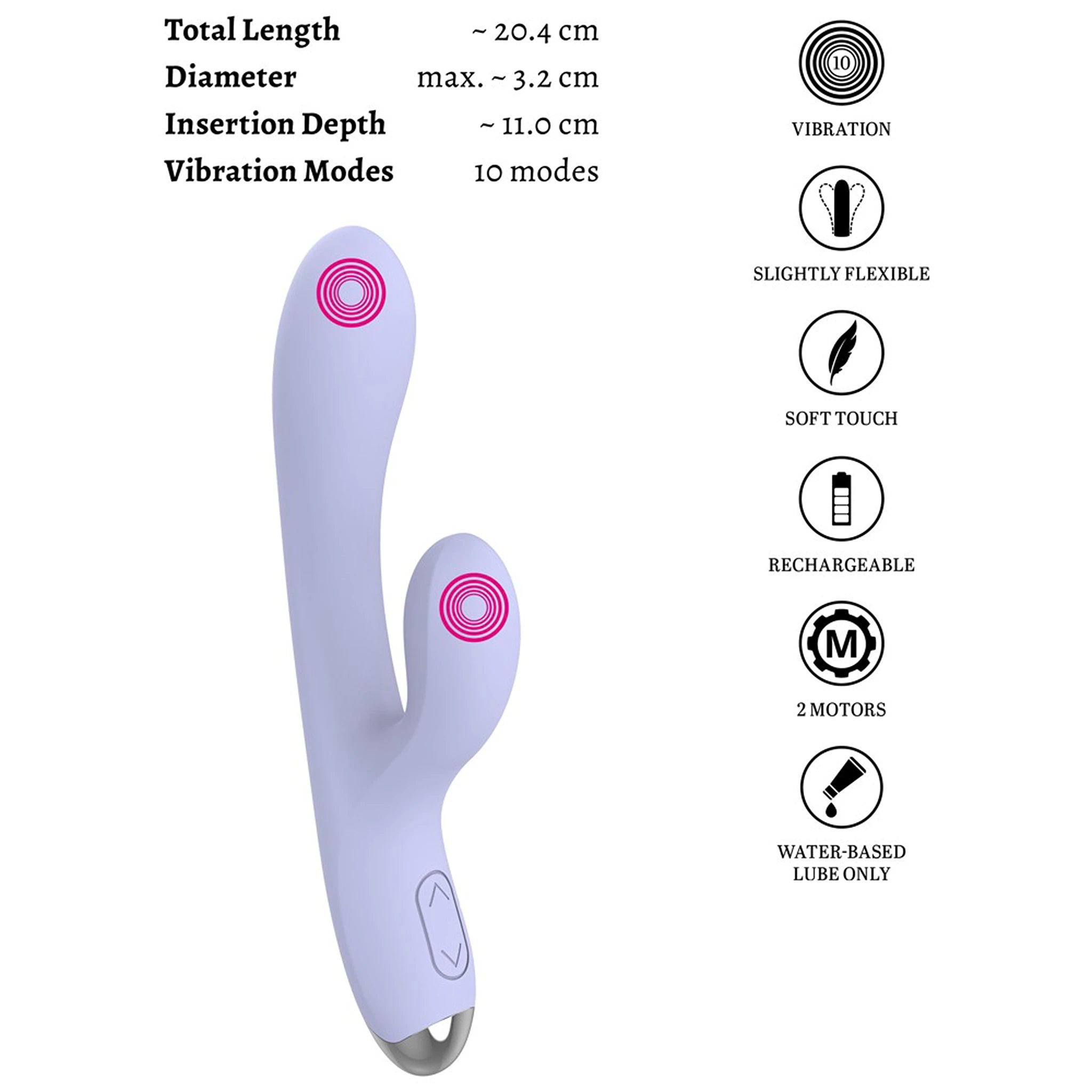 Vibrador Rabbit Curvo Rivano com Motores Independentes