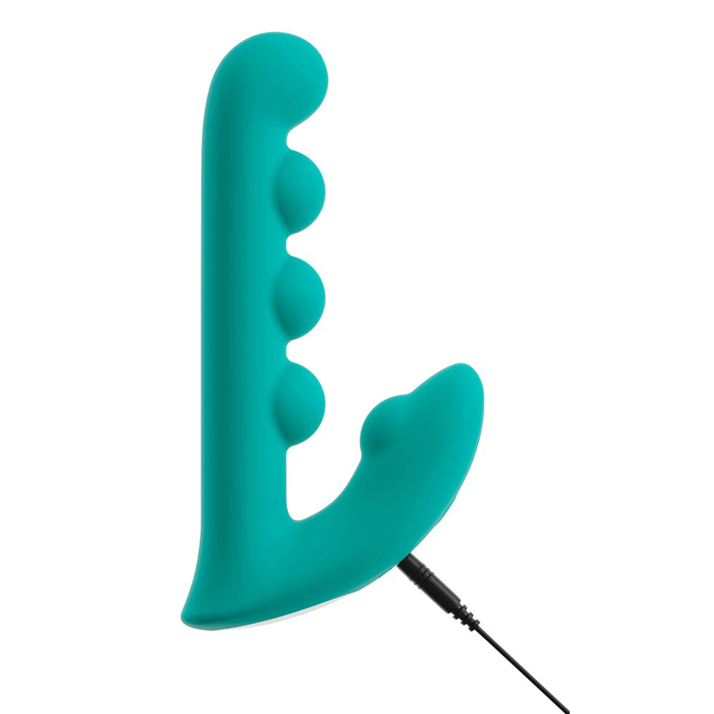 Vibrador Rabbit de Esferas em Silicone Turquesa (17 cm)
