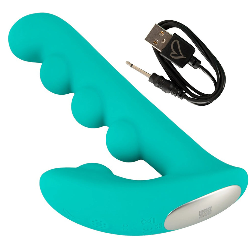 Vibrador Rabbit de Esferas em Silicone Turquesa (17 cm)