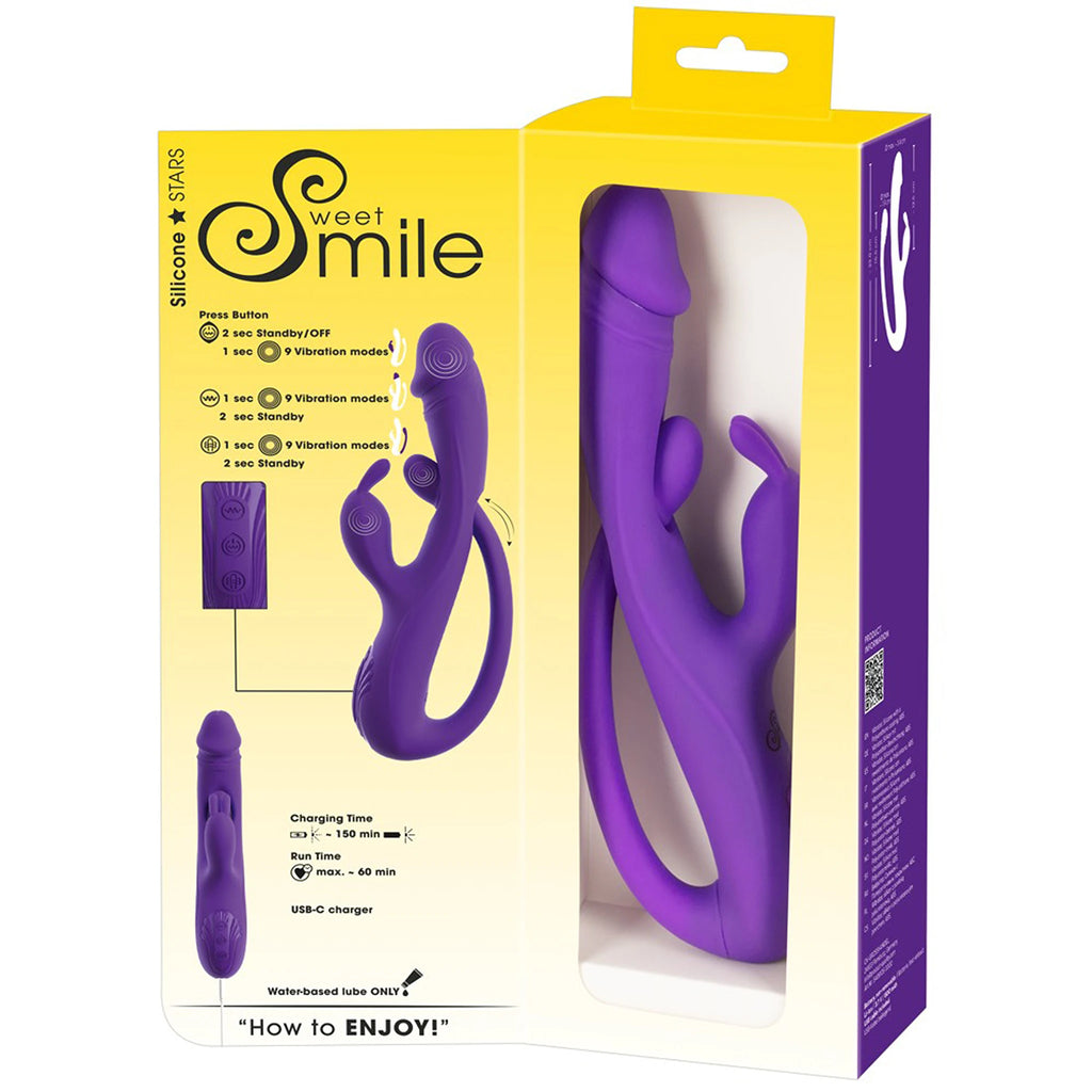 Vibrador Rabbit com Haste Flexível e Tripla Vibração