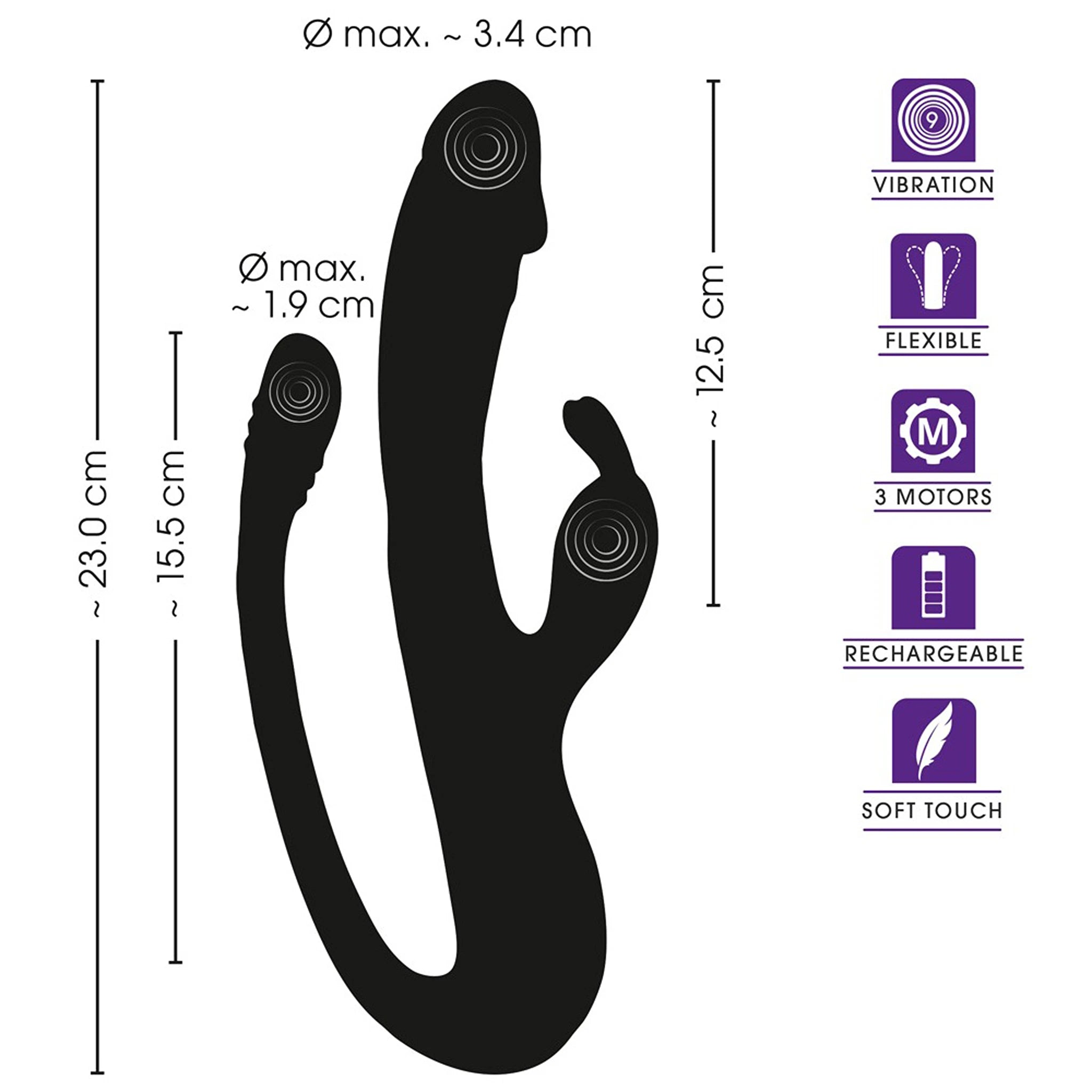 Vibrador Rabbit com Haste Flexível e Tripla Vibração