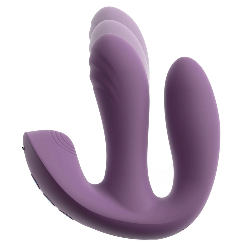 Vibrador Triplo de Silicone com Função Vaivém e Comando Roxo (12,2 cm)