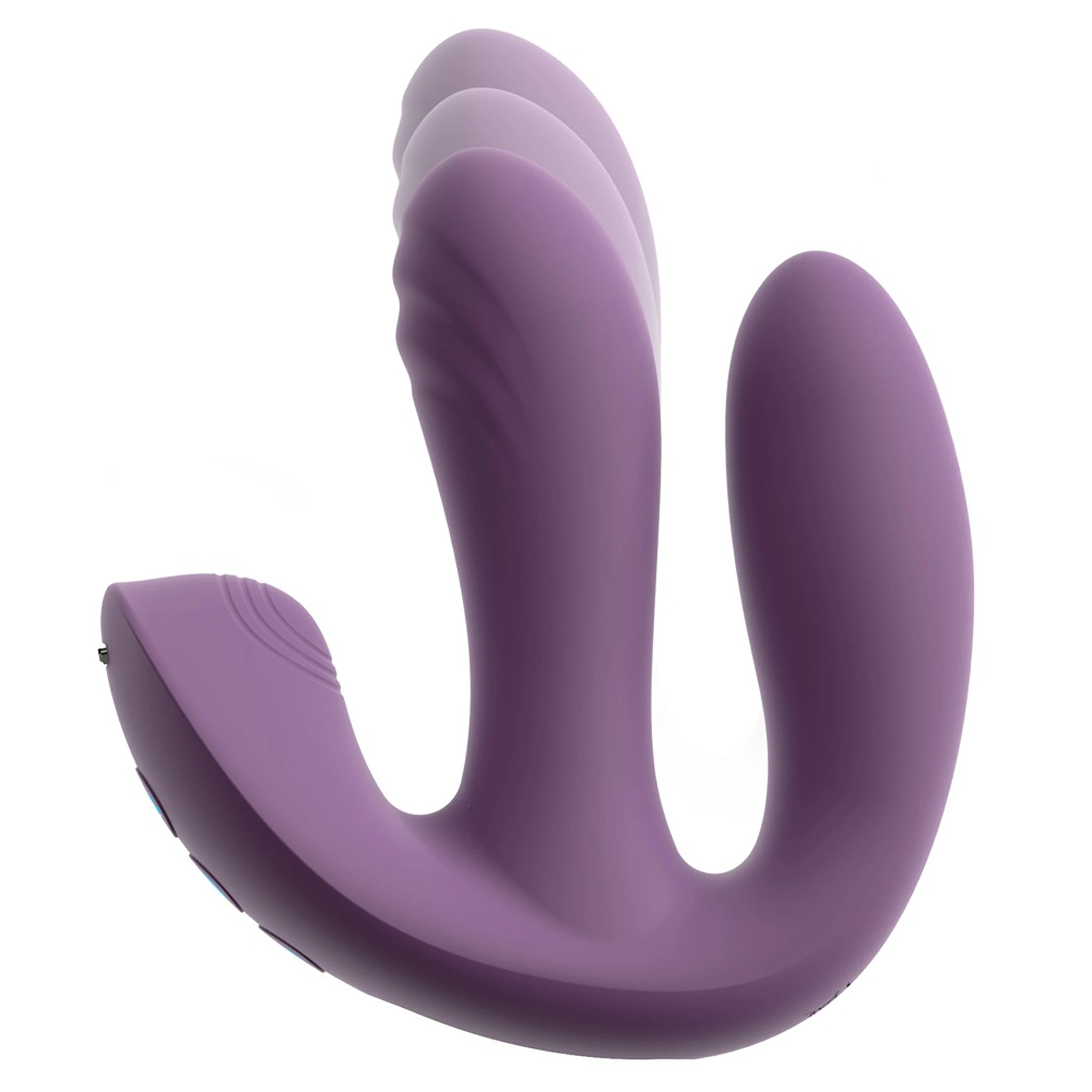 Vibrador Triplo de Silicone com Função Vaivém e Comando Roxo (12,2 cm)