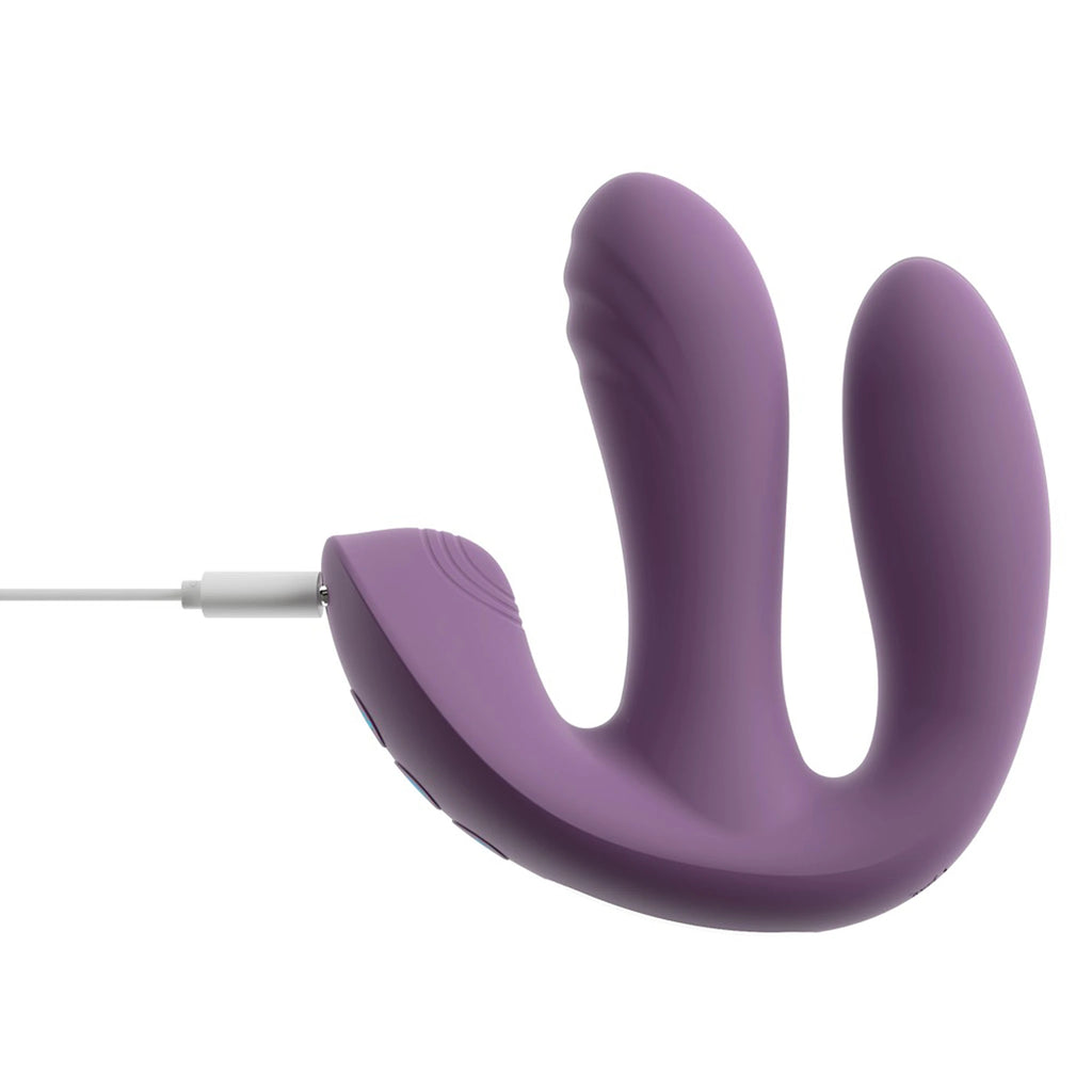 Vibrador Triplo de Silicone com Função Vaivém e Comando Roxo (12,2 cm)