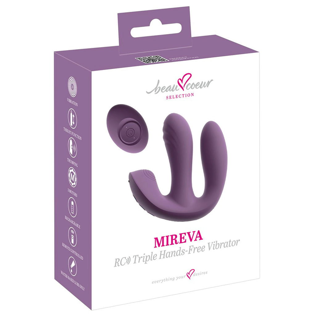 Vibrador Triplo de Silicone com Função Vaivém e Comando Roxo (12,2 cm)