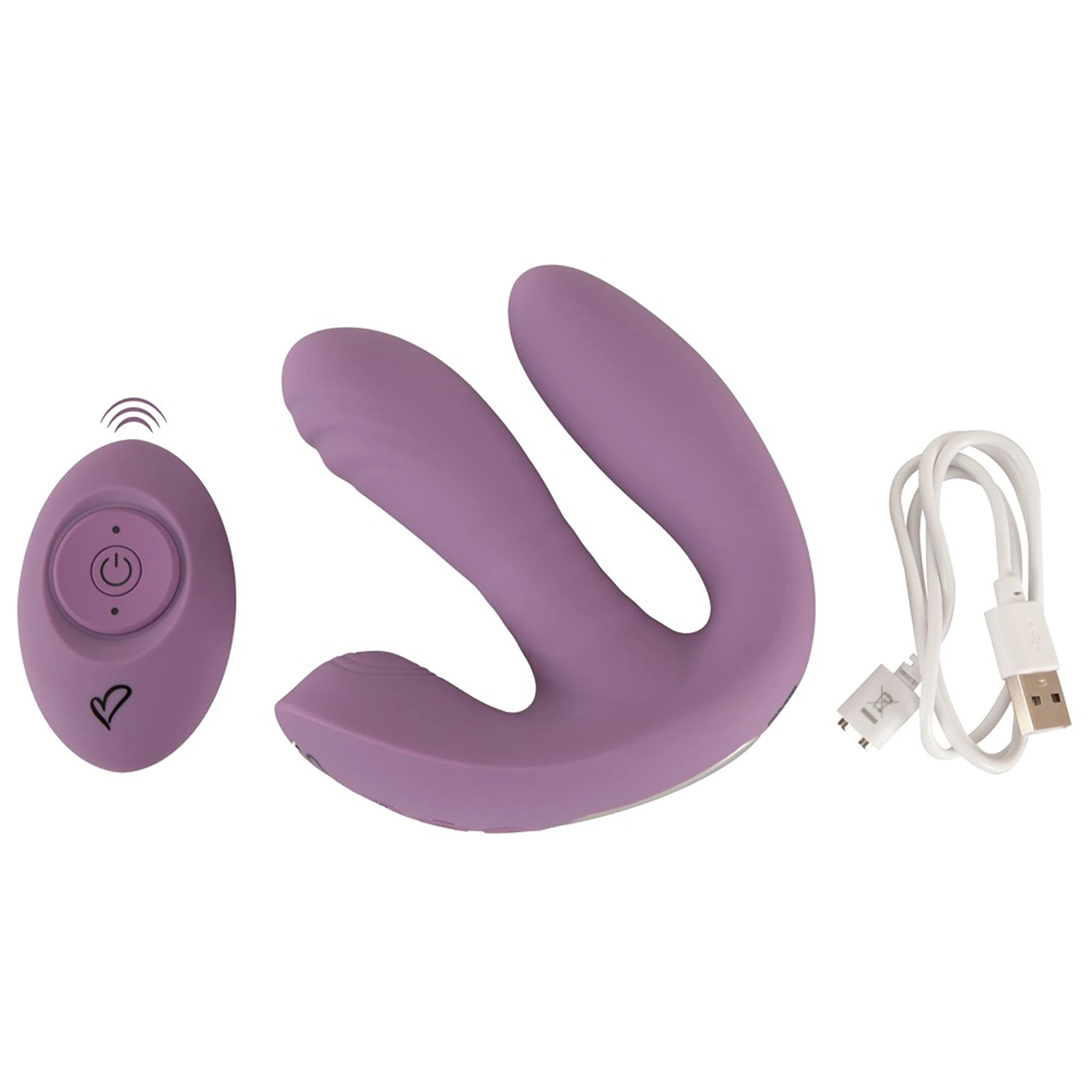 Vibrador Triplo de Silicone com Função Vaivém e Comando Roxo (12,2 cm)