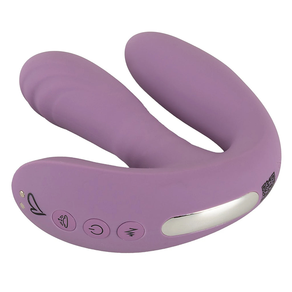 Vibrador Triplo de Silicone com Função Vaivém e Comando Roxo (12,2 cm)