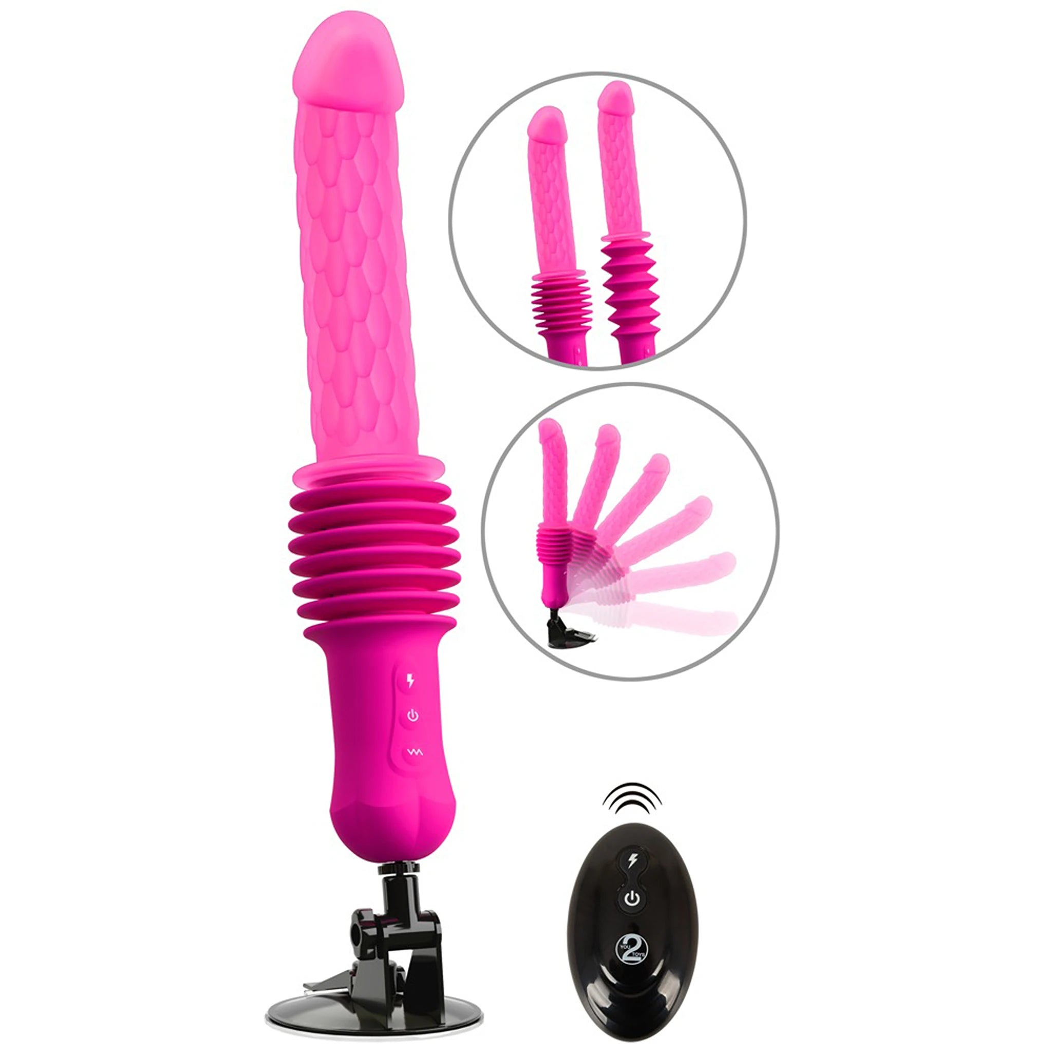 Vibrador de Vaivém de Silicone com Aquecimento, Ventosa e Comando